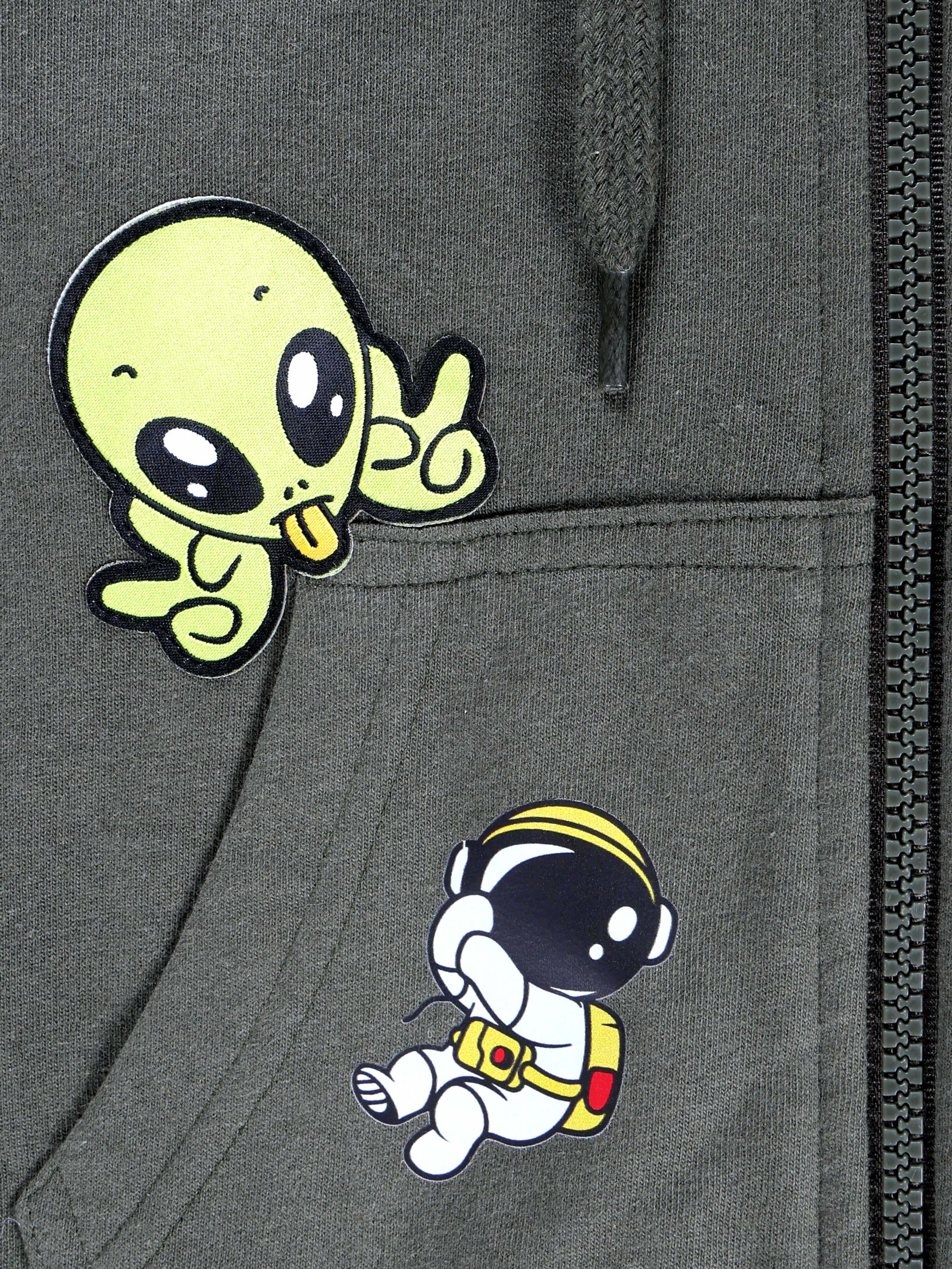 Kiddopanti Boys Fleece Graphic Printed Front Open Hooded Sweatshirt Pack of 2