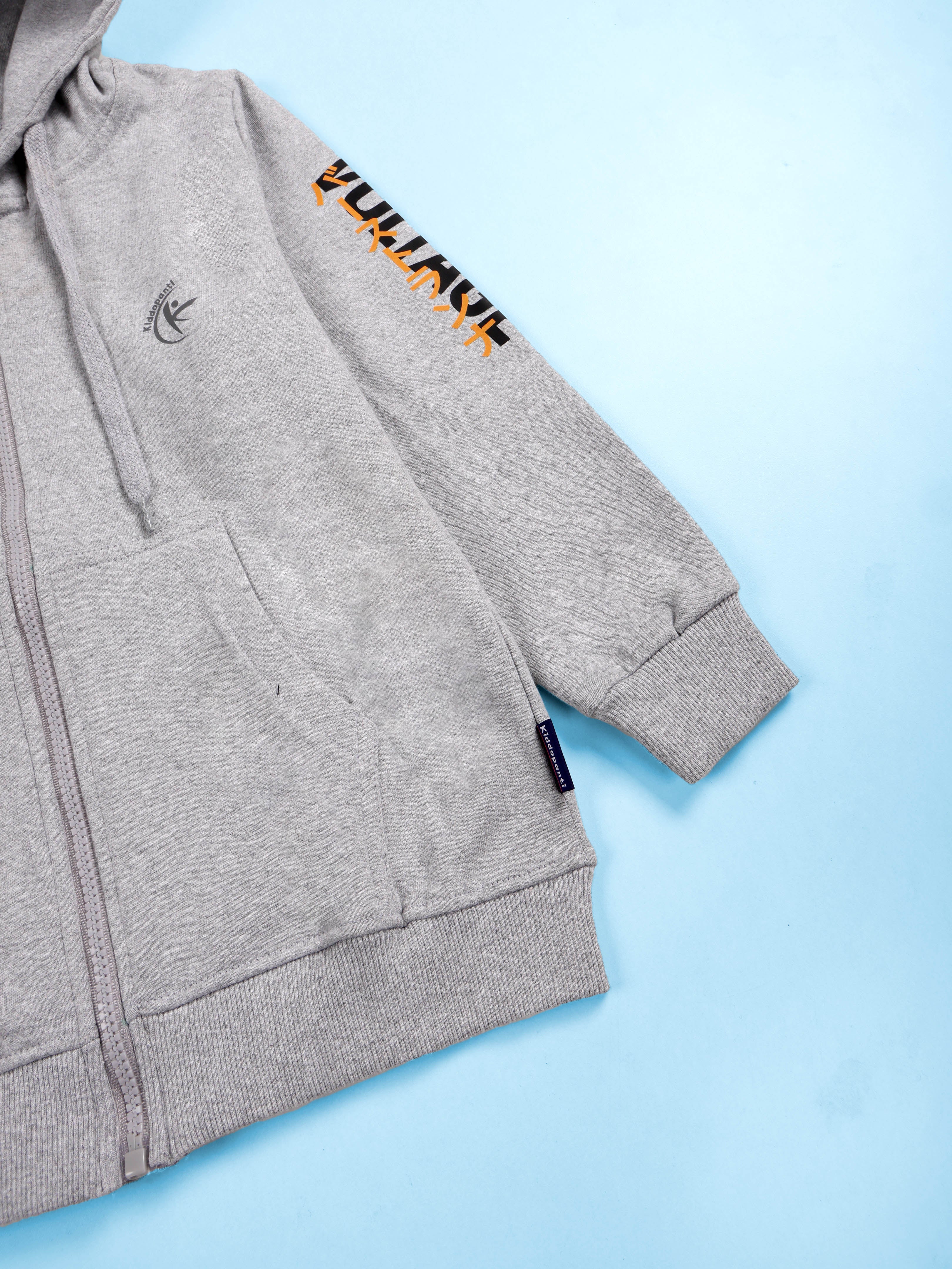 Kiddopanti Boys Fleece Graphic Printed Front Open Hooded Sweatshirt Pack of 2