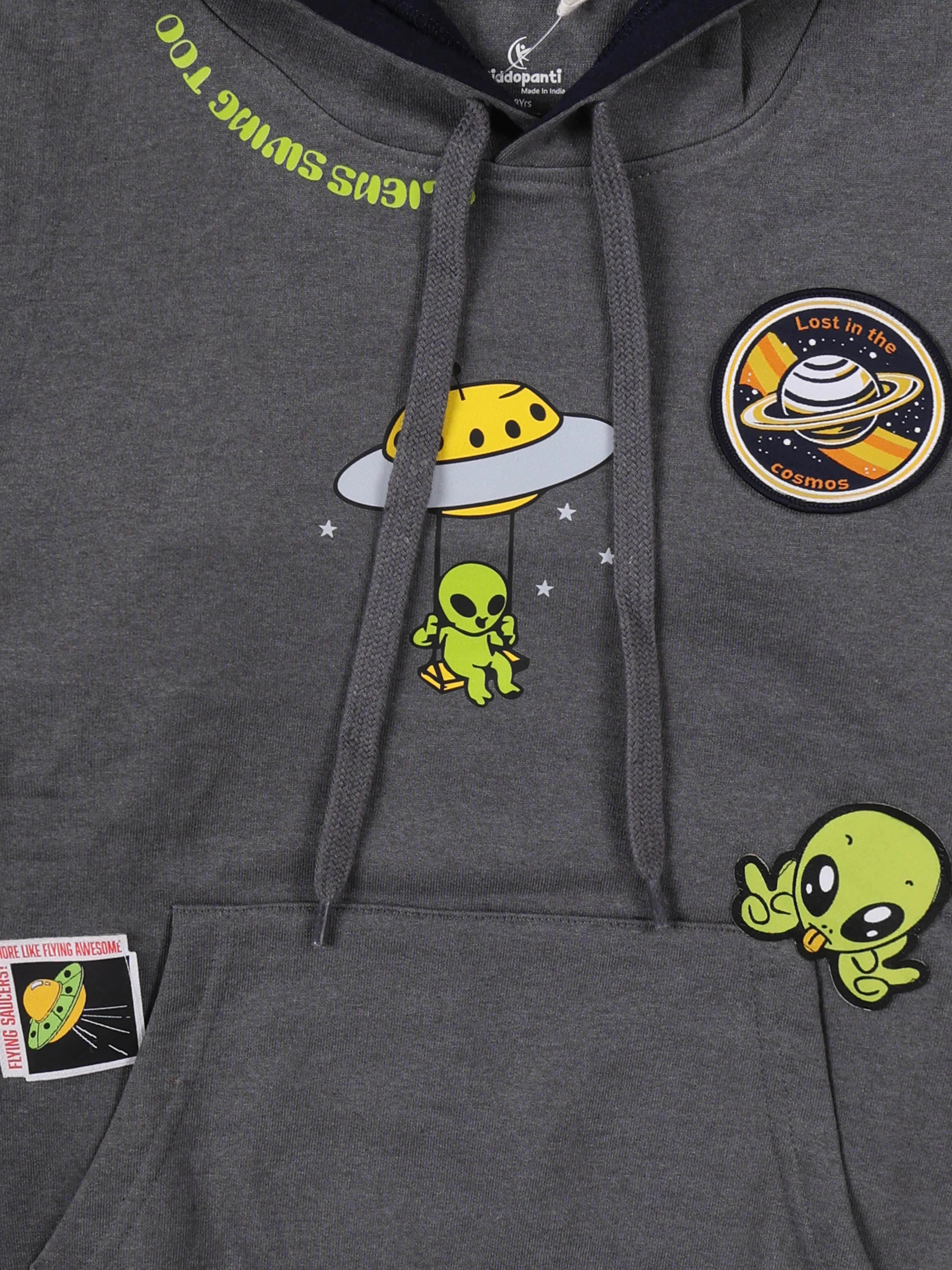 Kiddopanti Boys Printed Fleece Pullover Hoodie Sweatshirt Pack of 2