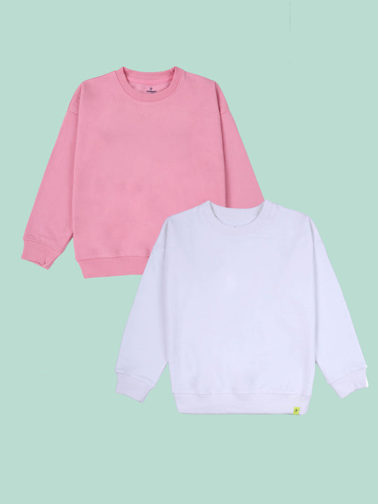 Kiddopanti Boys Solid Fleece Round Neck Sweatshirt Pack of 2