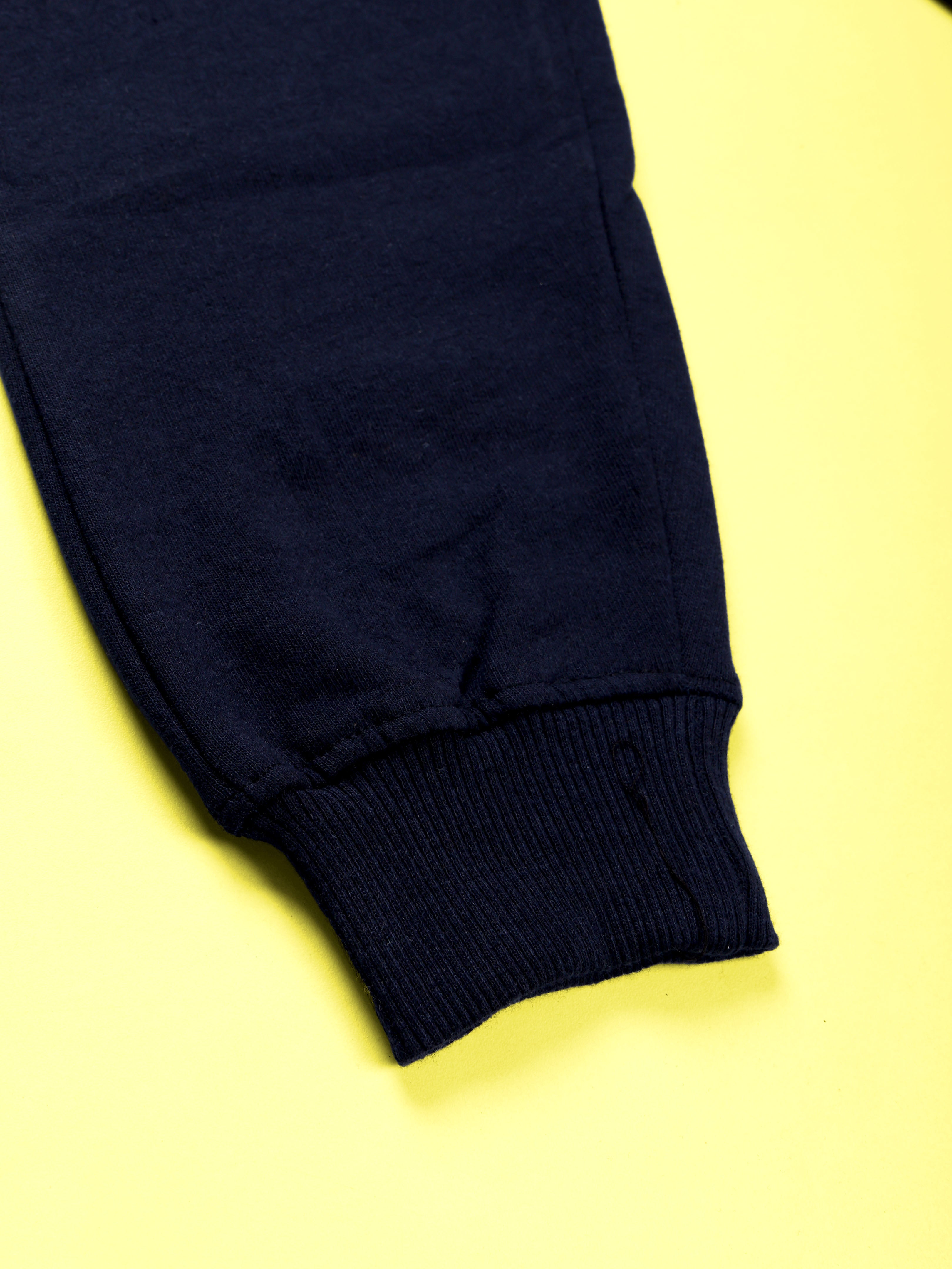 Kiddopanti Boys Fleece Christmas Themed Badges & Round Neck Sweatshirt With Joggers Track Pant Coorde Set