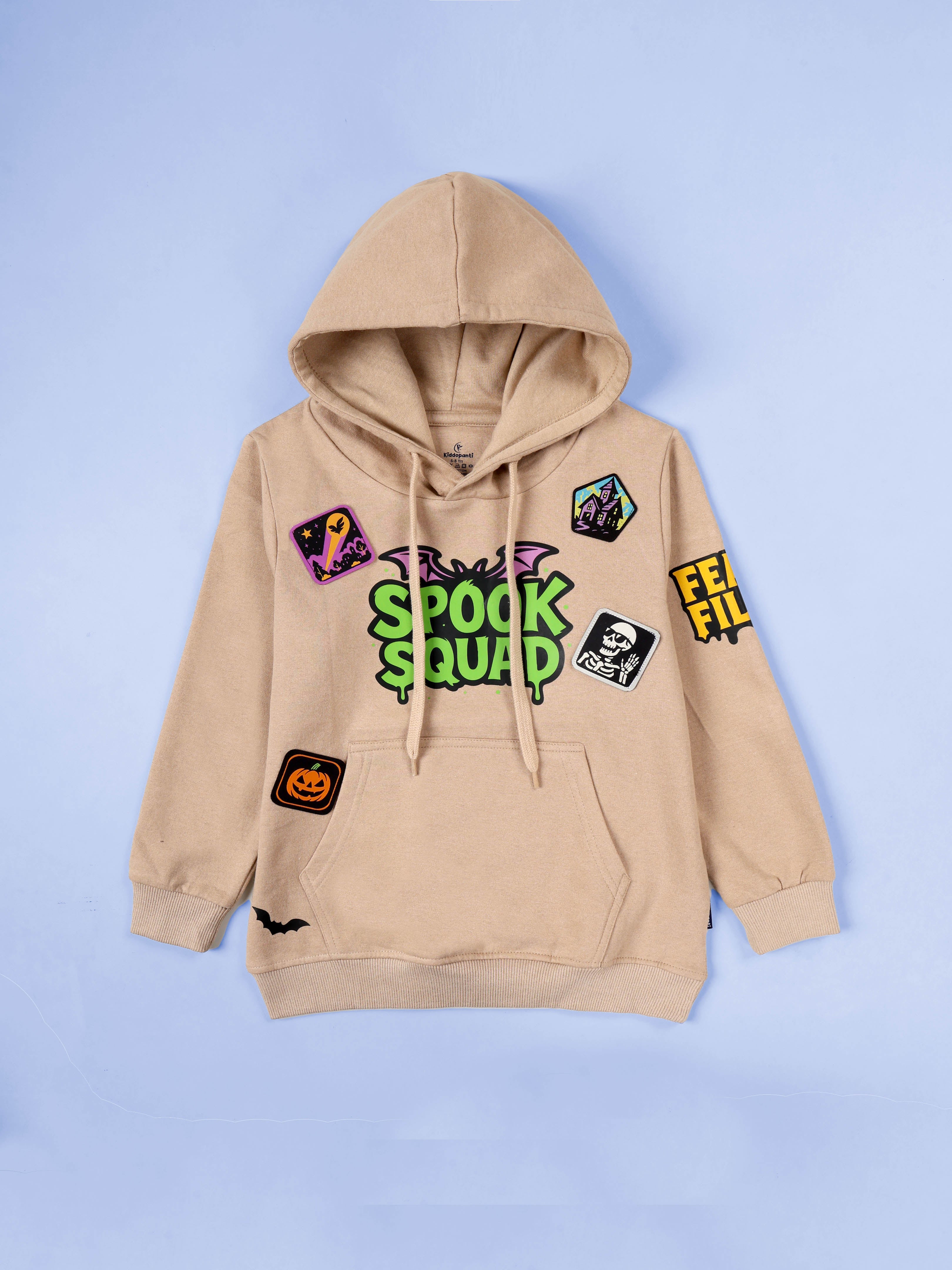 Kiddopanti Boys Fleece Full Sleeves Themed Pullover Hooded Sweatshirt & Track Pant Set