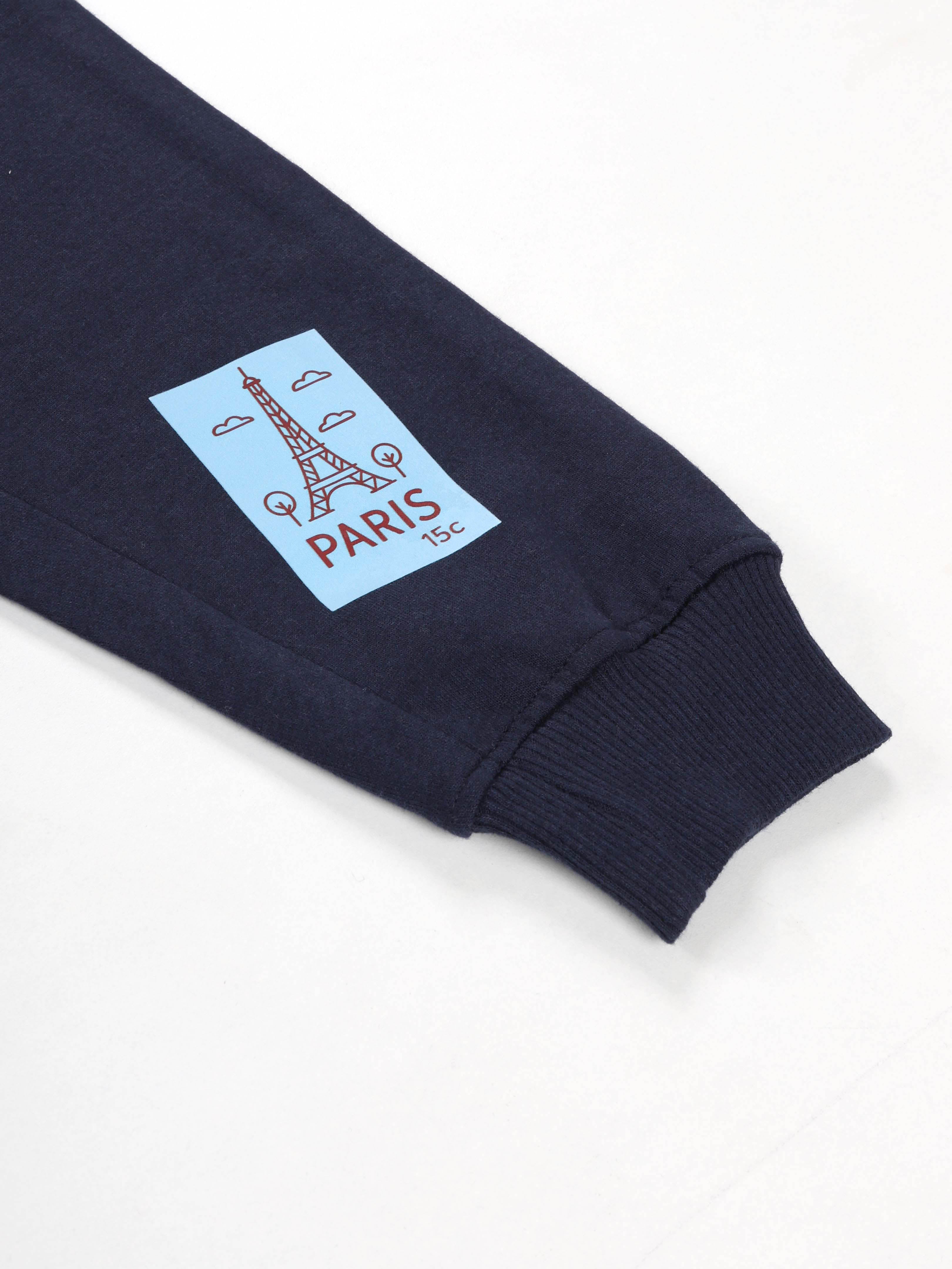 Kiddopanti Boys Fleece Full Sleeves Themed Pullover Hooded Sweatshirt & Track Pant Set