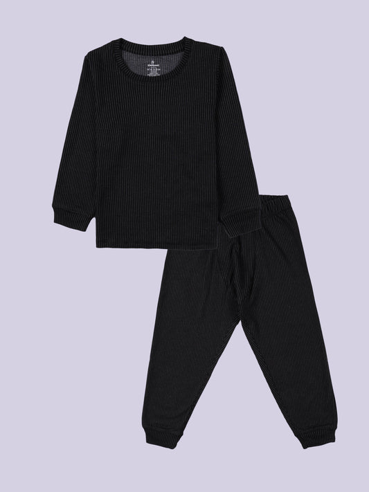 Kiddopanti Unisex Cotton Knit Full Sleeves Tee And Pant Thermal Sets