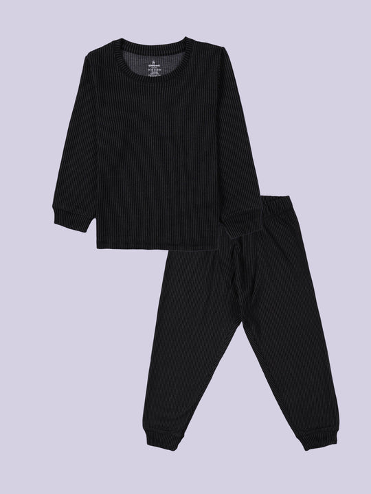 Kiddopanti Unisex Cotton Knit Full Sleeves Tee And Pant Thermal Sets