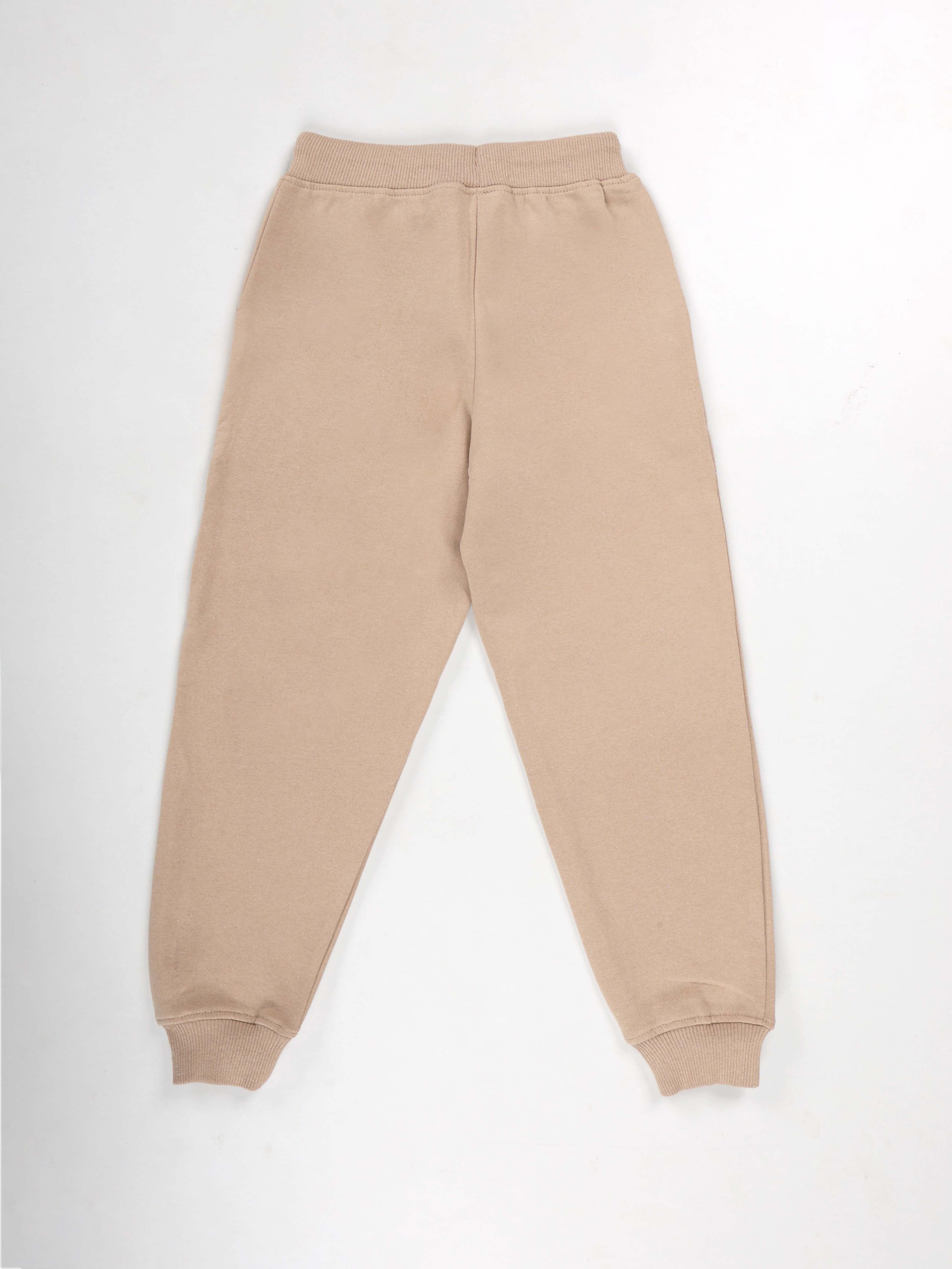 KiddoPanti Boys Printed Fleece Track Pant With Multi Badge