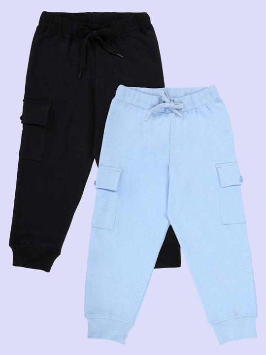 KiddoPanti Boys Fleece Joggers Cargo Pocket Track Pants Pack of 2