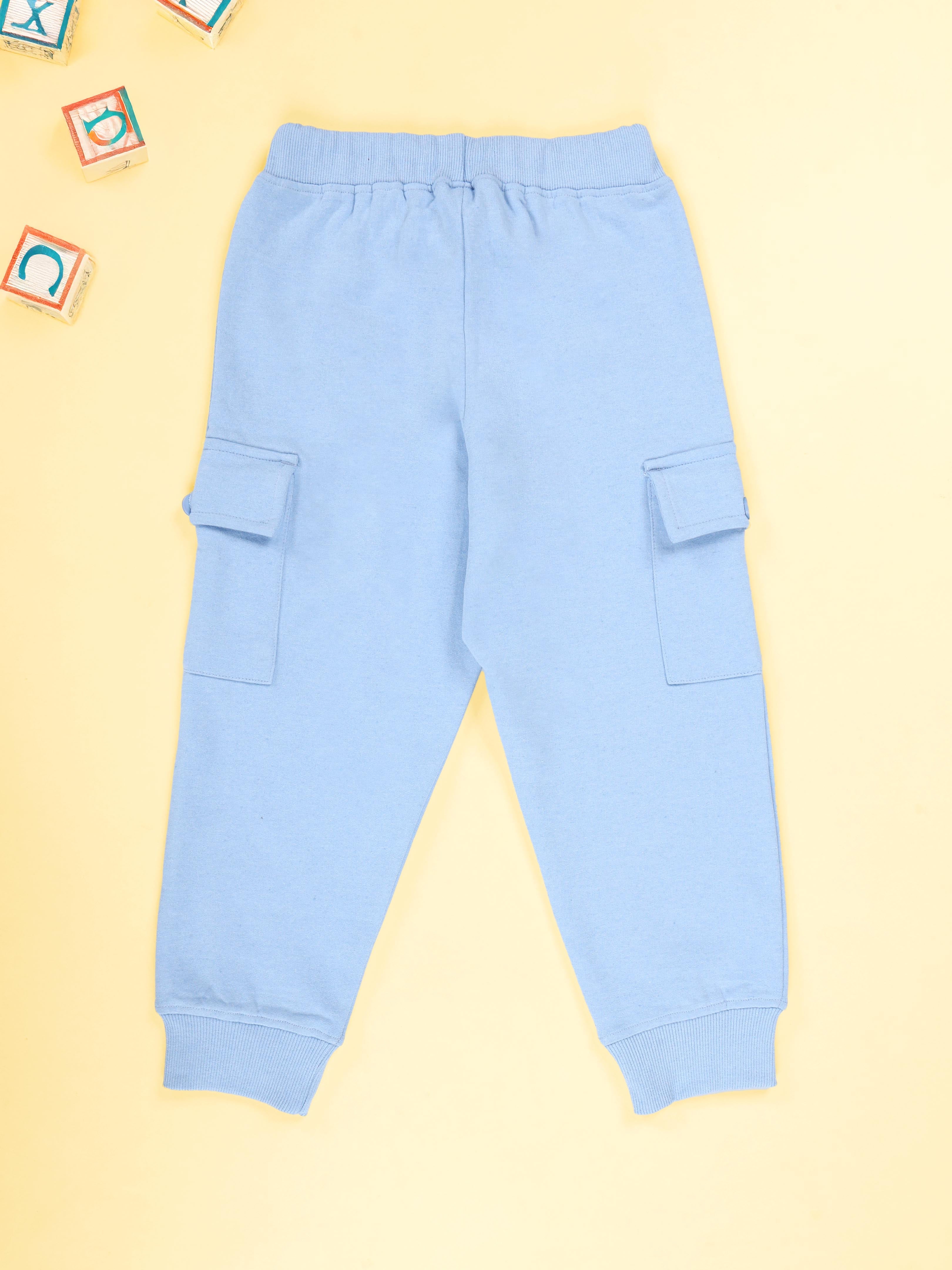 KiddoPanti Boys Fleece Joggers Cargo Pocket Track Pants Pack of 3