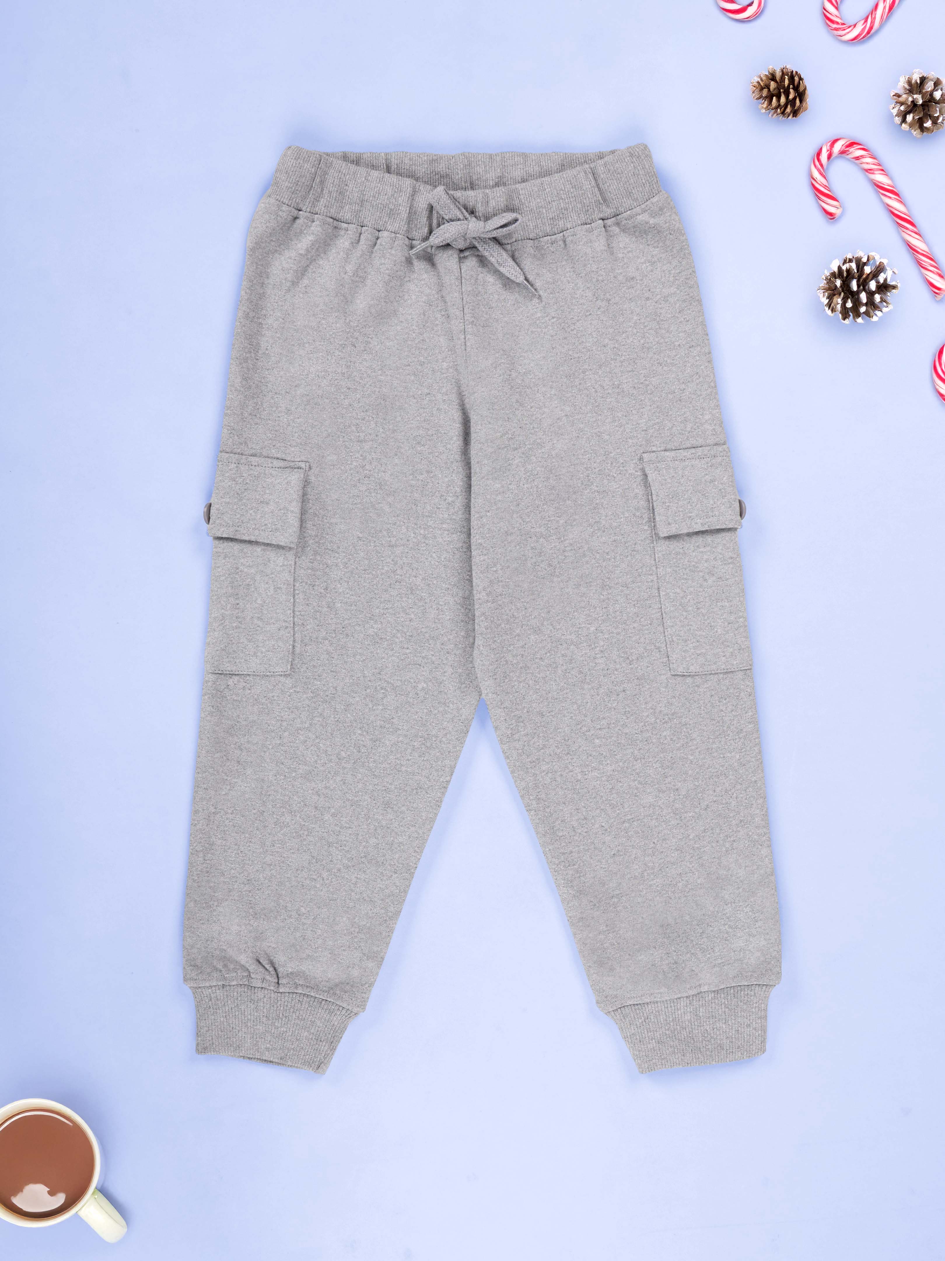 KiddoPanti Boys Fleece Joggers Cargo Pocket Track Pants Pack of 3