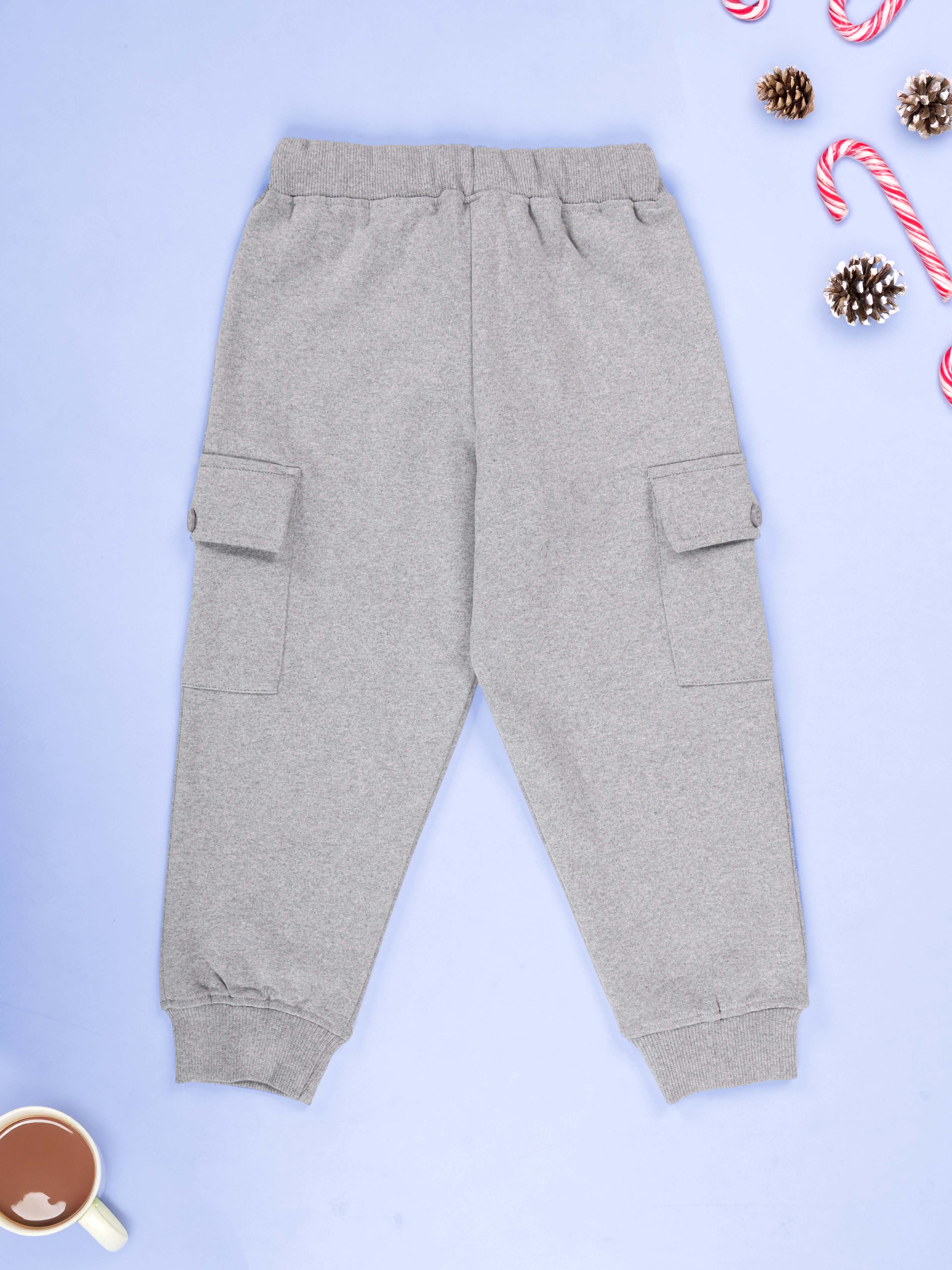 KiddoPanti Boys Fleece Joggers Cargo Pocket Track Pants Pack of 3