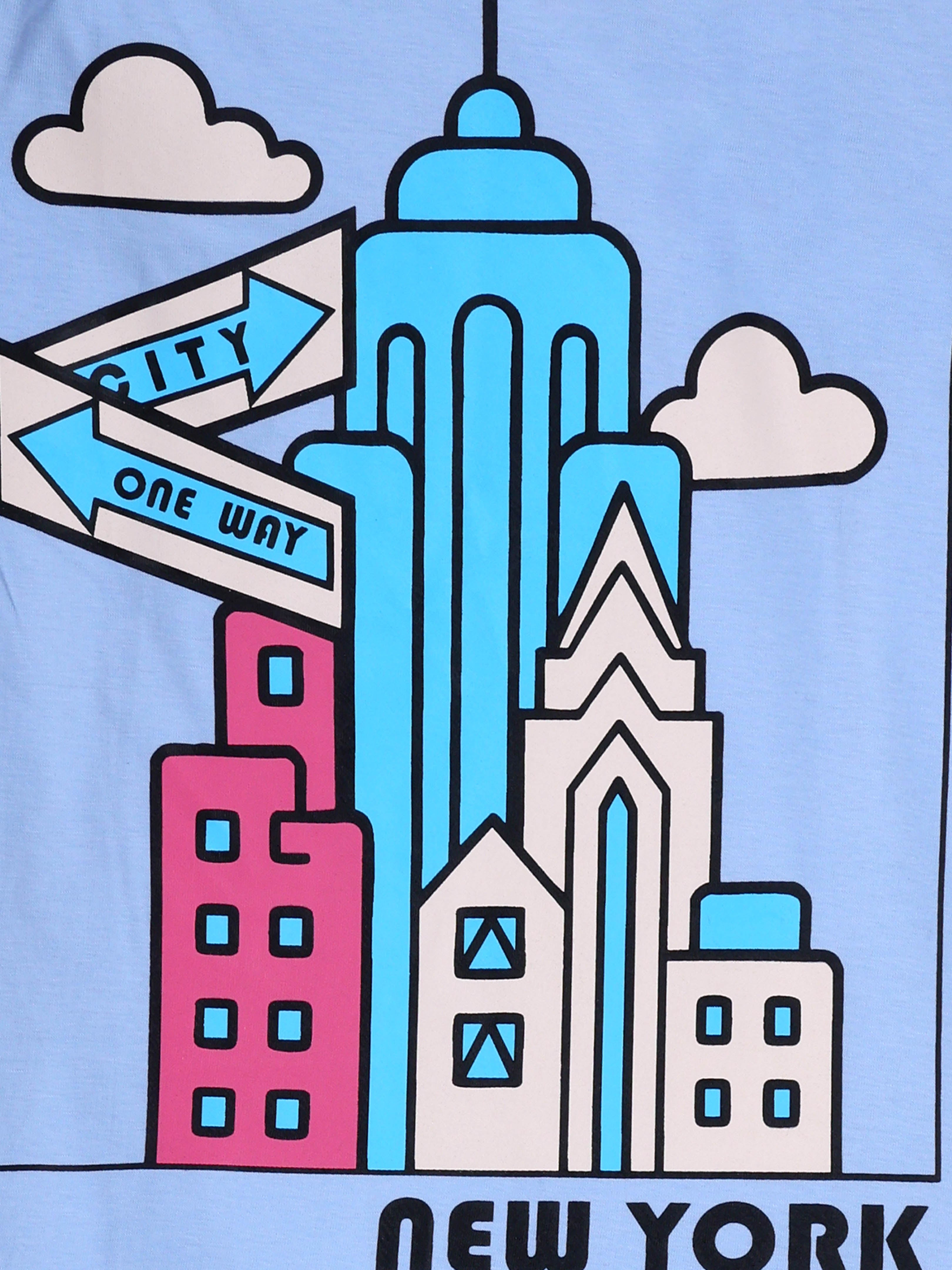 KiddoPanti Boys Cotton New york City Printed Round Neck Full Sleeve Casual Tee