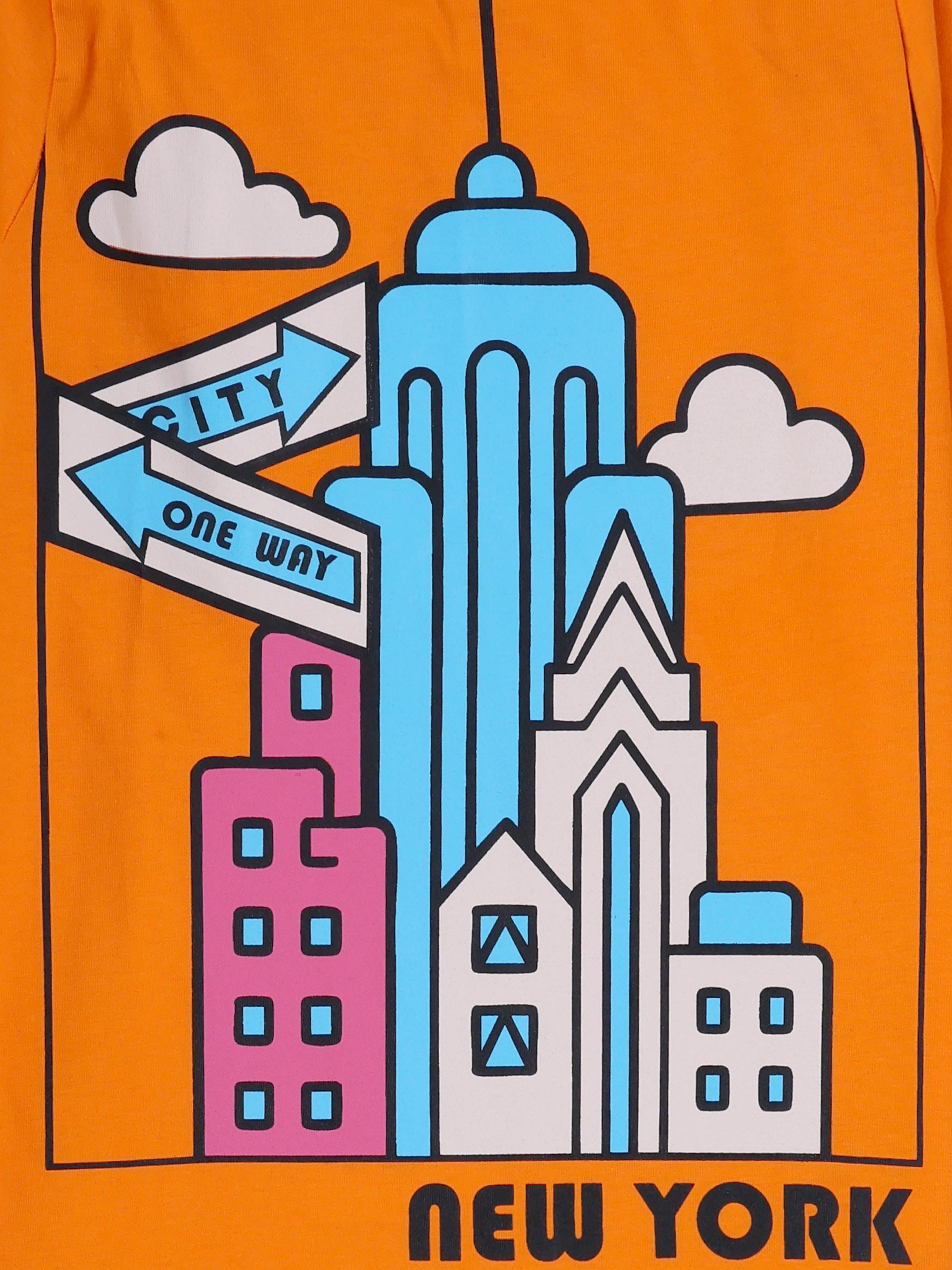 KiddoPanti Boys Cotton New york City Printed Round Neck Full Sleeve Casual Tee