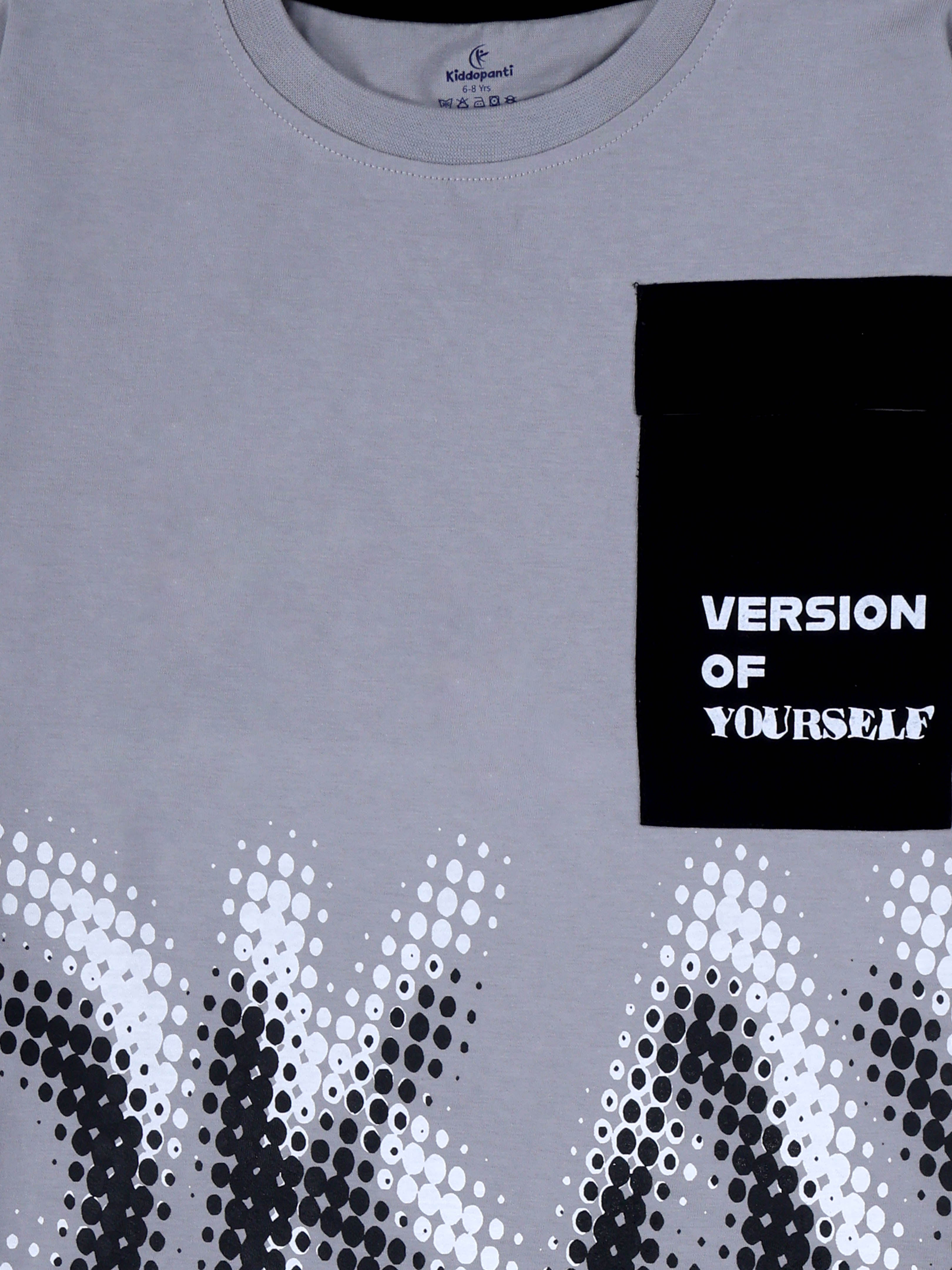 KiddoPanti Boys Cotton Okay Printed Drop Shoulder Round Neck Full Sleeve Casual Tee