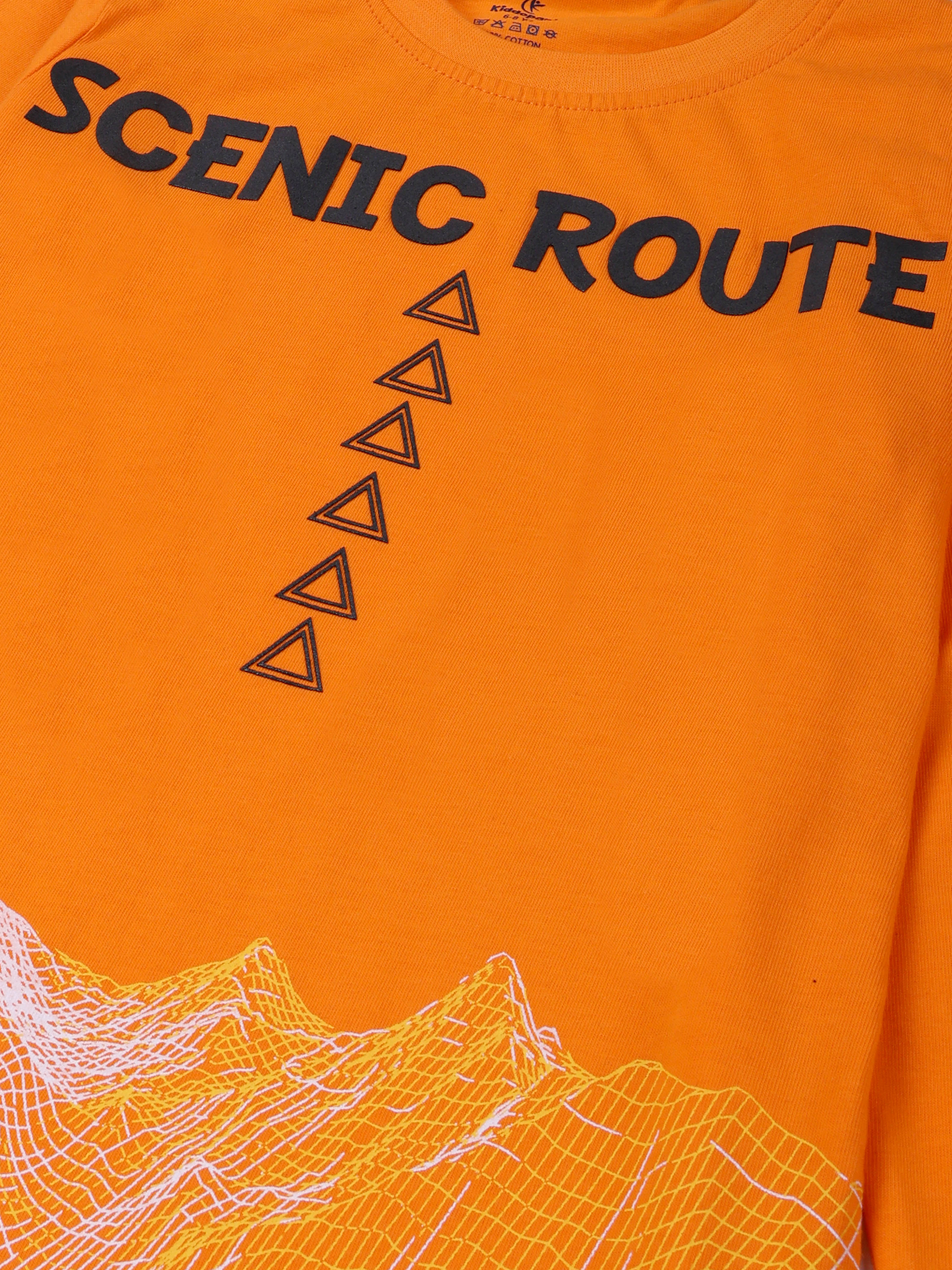 KiddoPanti Boys Cotton Scenic Route Printed Round Neck Full Sleeve Casual Tee