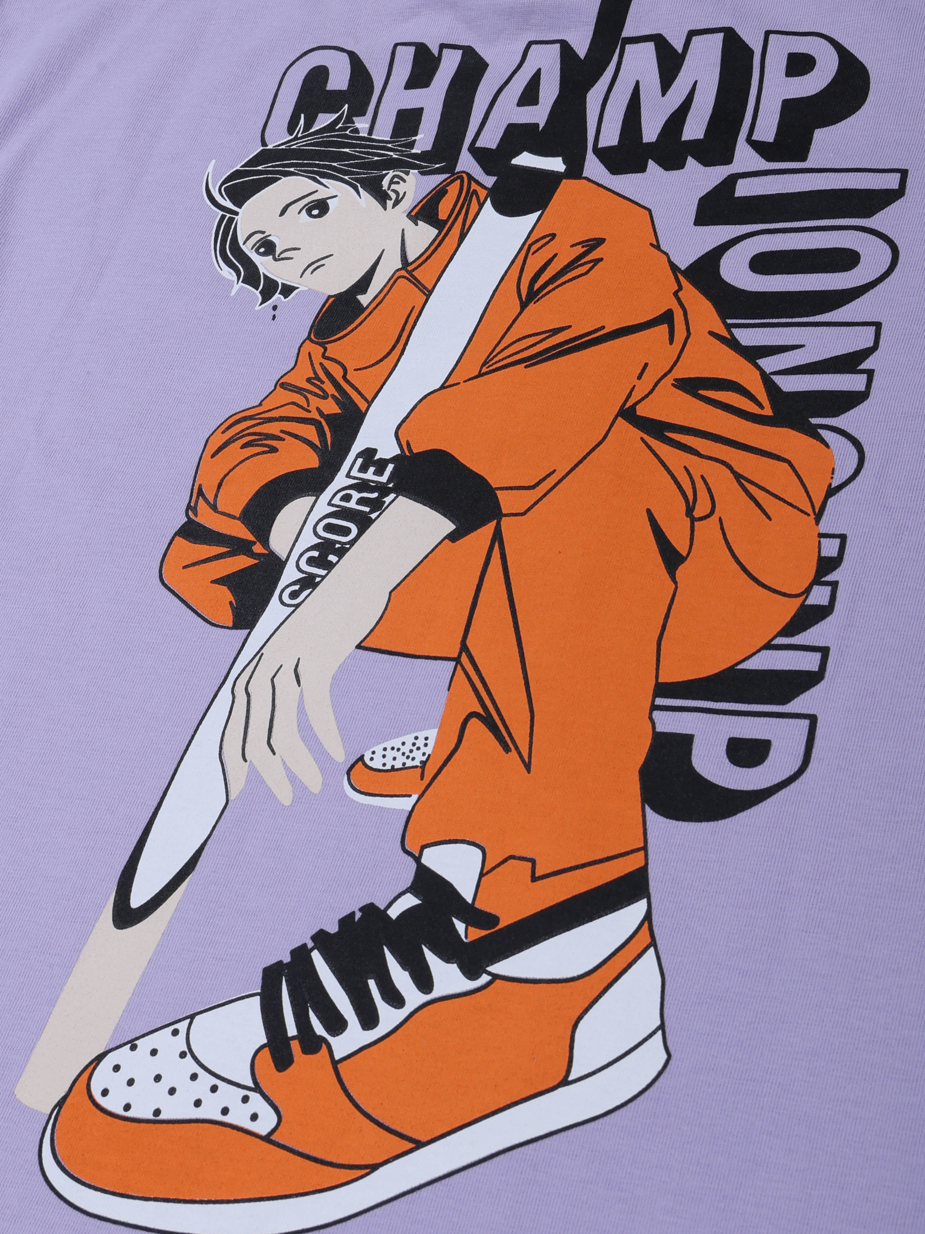 KiddoPanti Boys Cotton Champ Printed Round Neck Full Sleeve Casual Tee