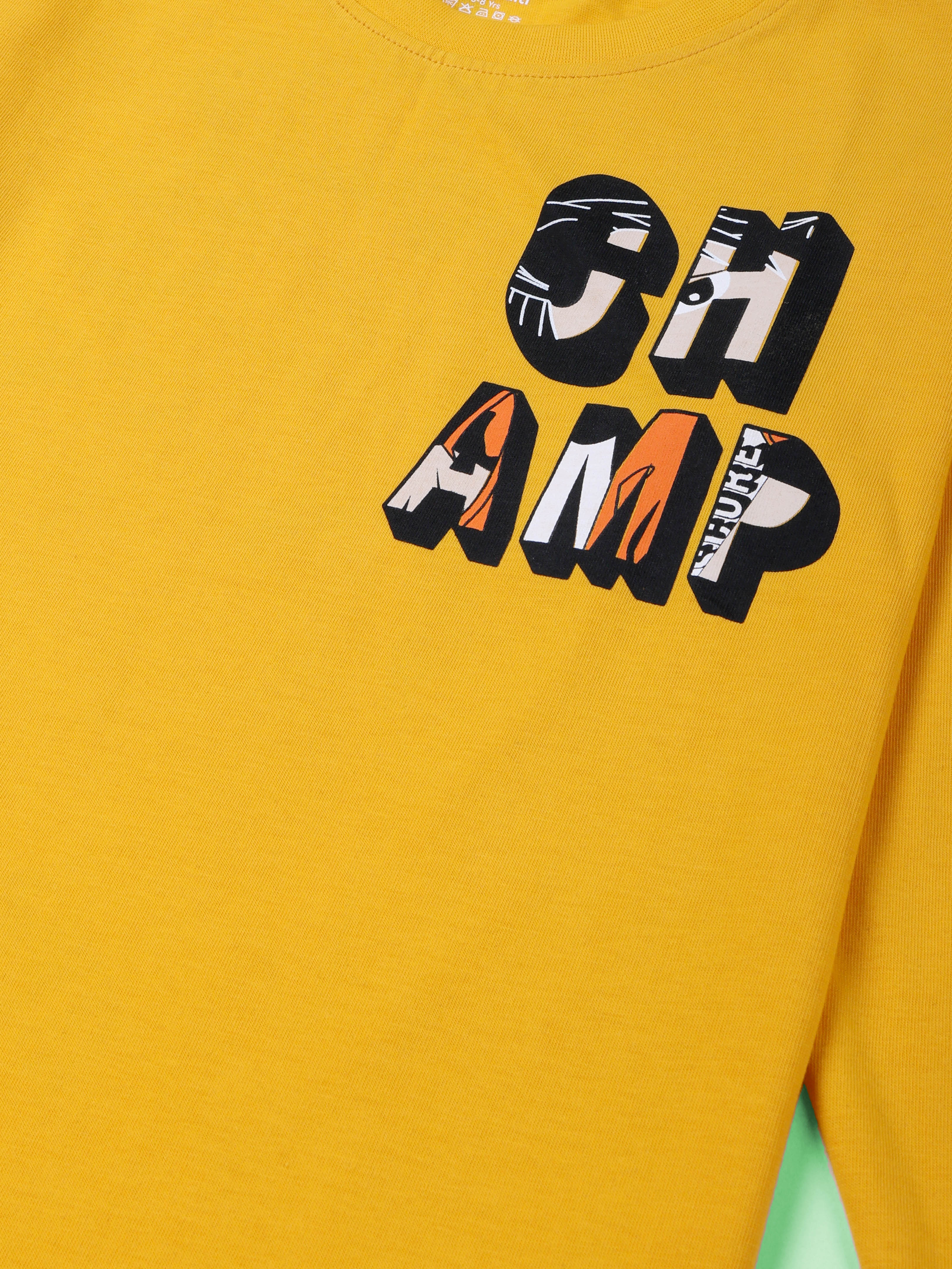 KiddoPanti Boys Cotton Champ Printed Round Neck Full Sleeve Casual Tee