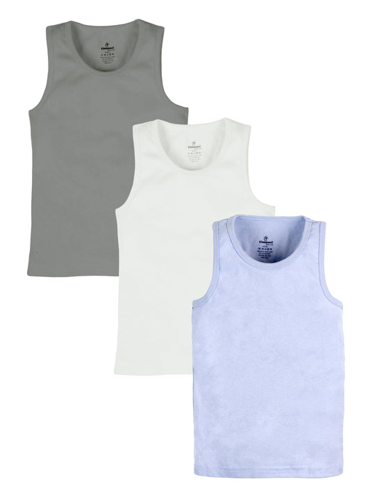 Boys Cotton Sleeveless Solid Rib Vest Pack of 3