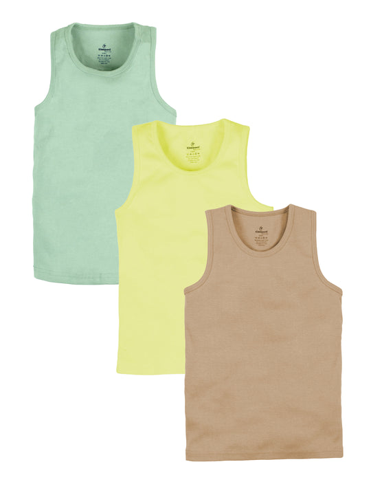 Boys Cotton Sleeveless Solid Rib Vest Pack of 3