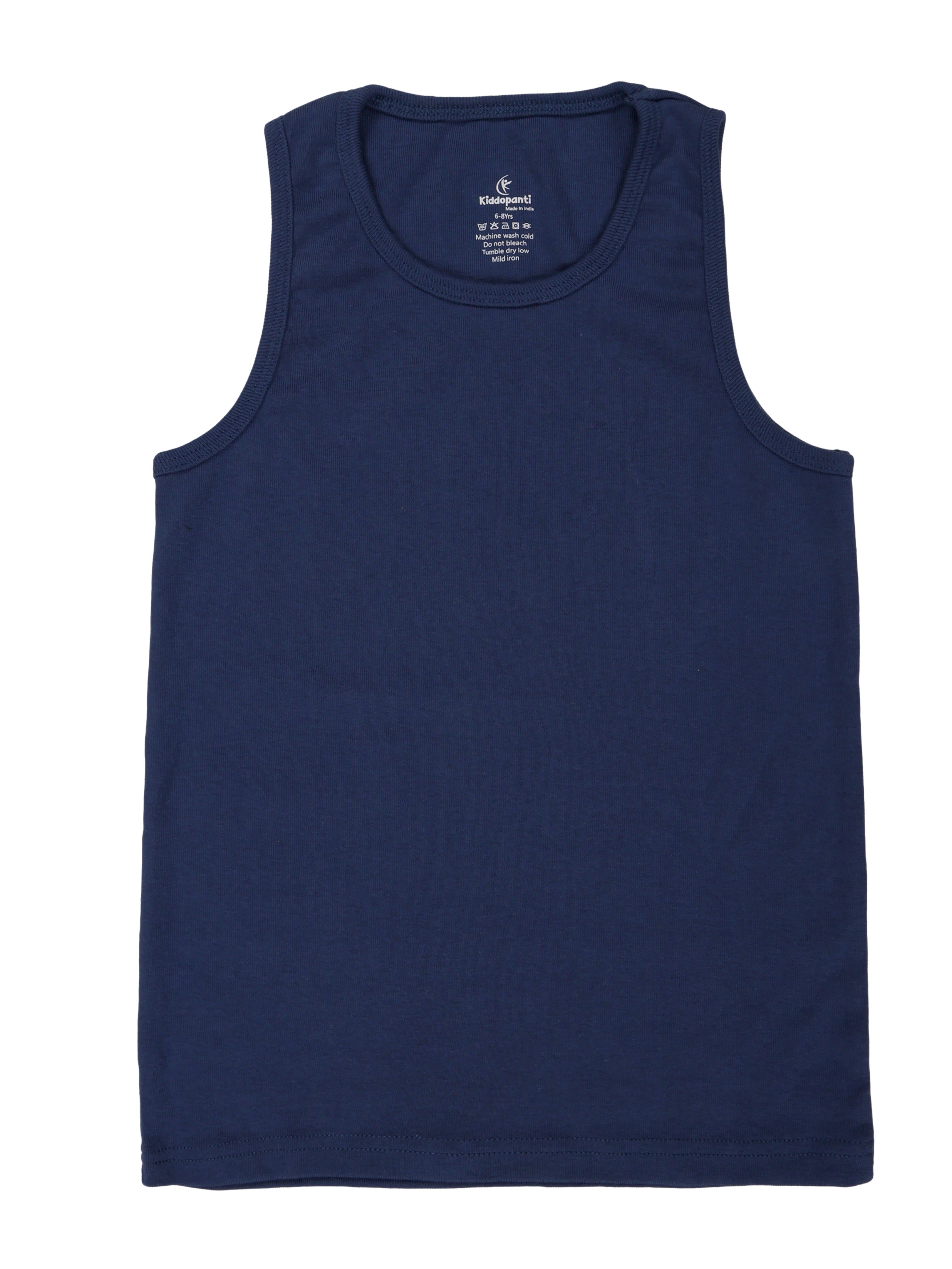 Boys Cotton Sleeveless Solid Rib Vest Pack of 3