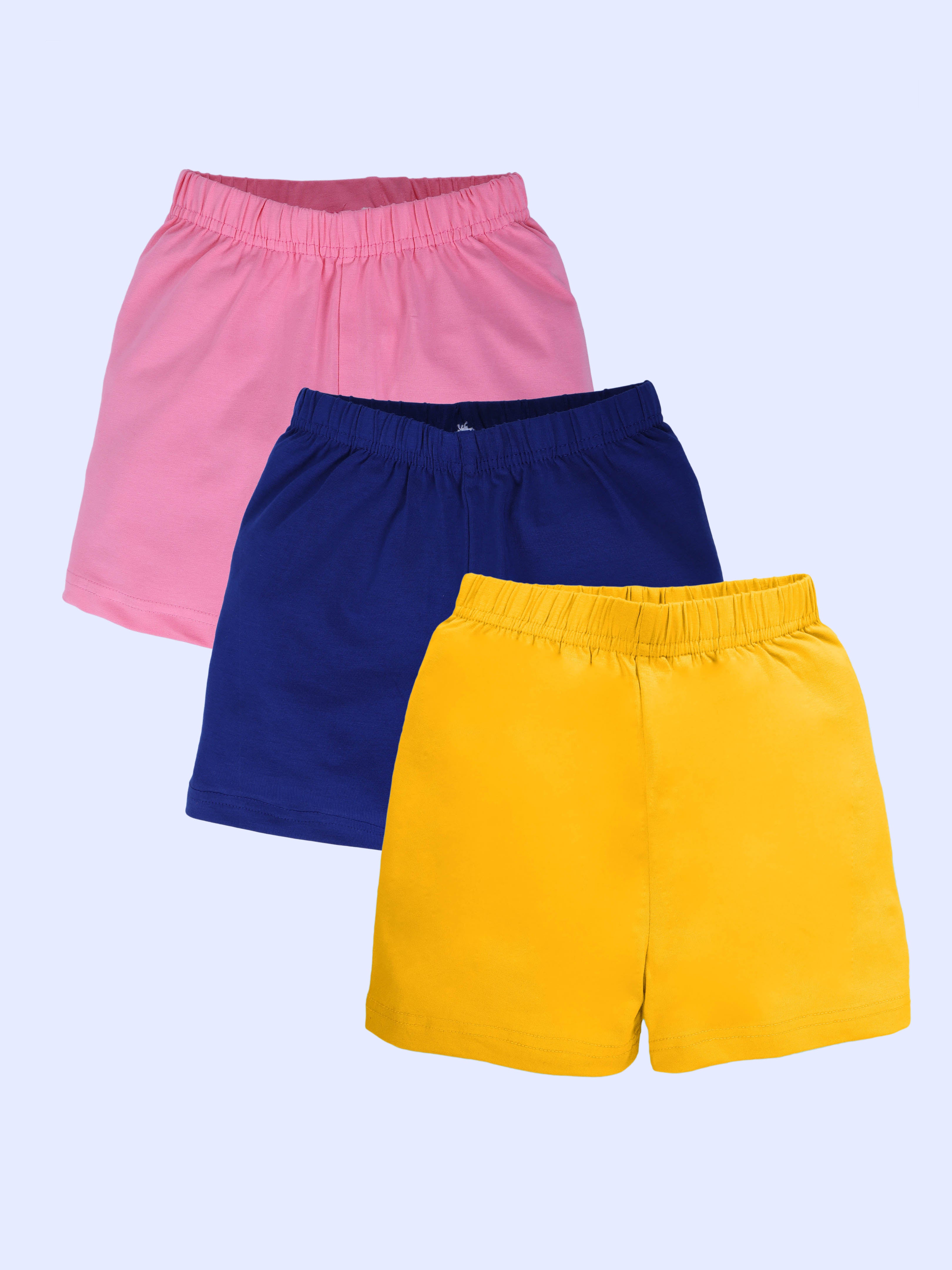 KiddoPanti Girls Cotton Thigh Length Cycling Shorts Pack of 3