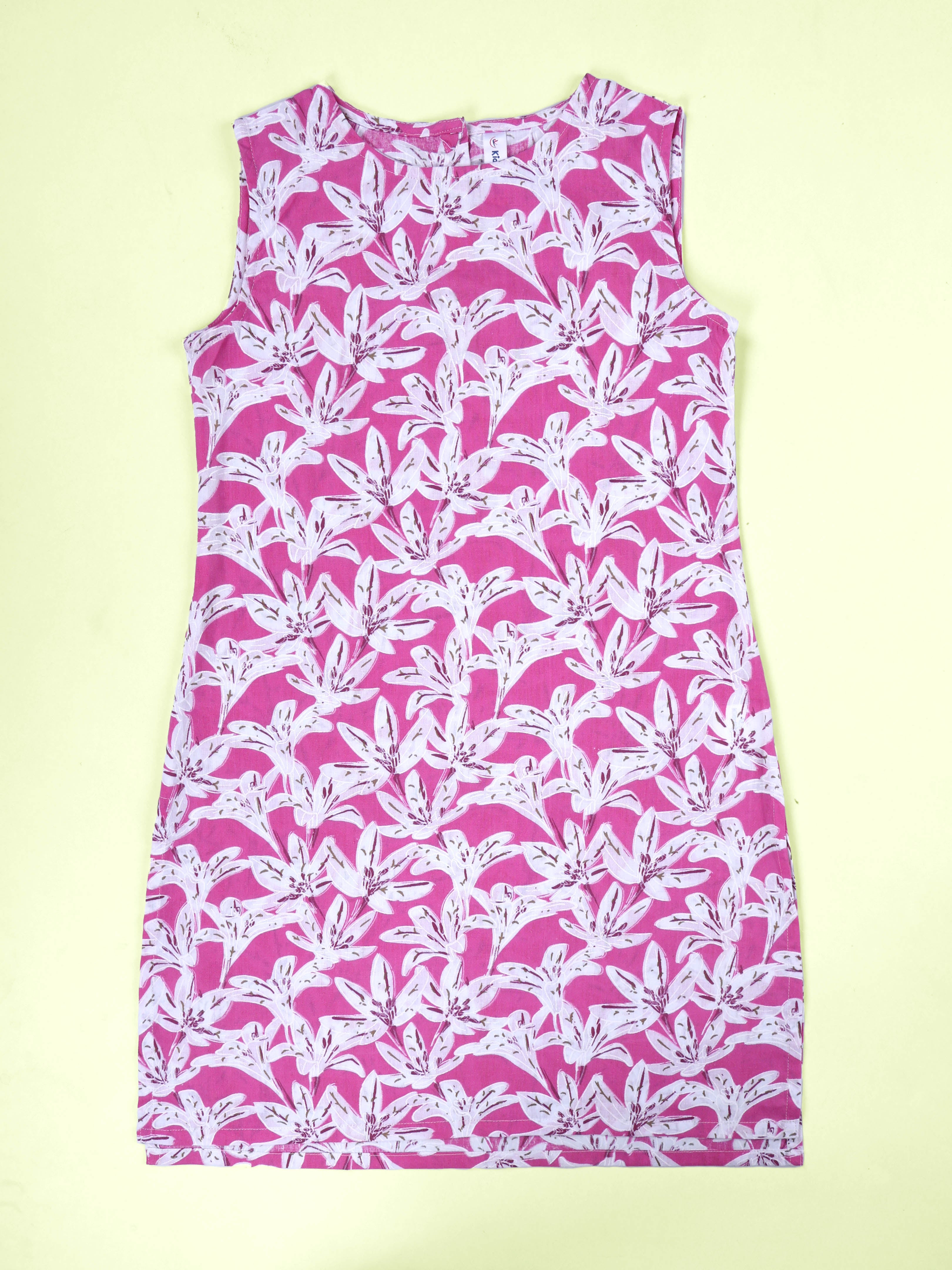 KiddoPanti Girls Cotton Woven Sleeveless Floral Printed Kurta with Matching Koti & Cotton Knit Solid Legging Set