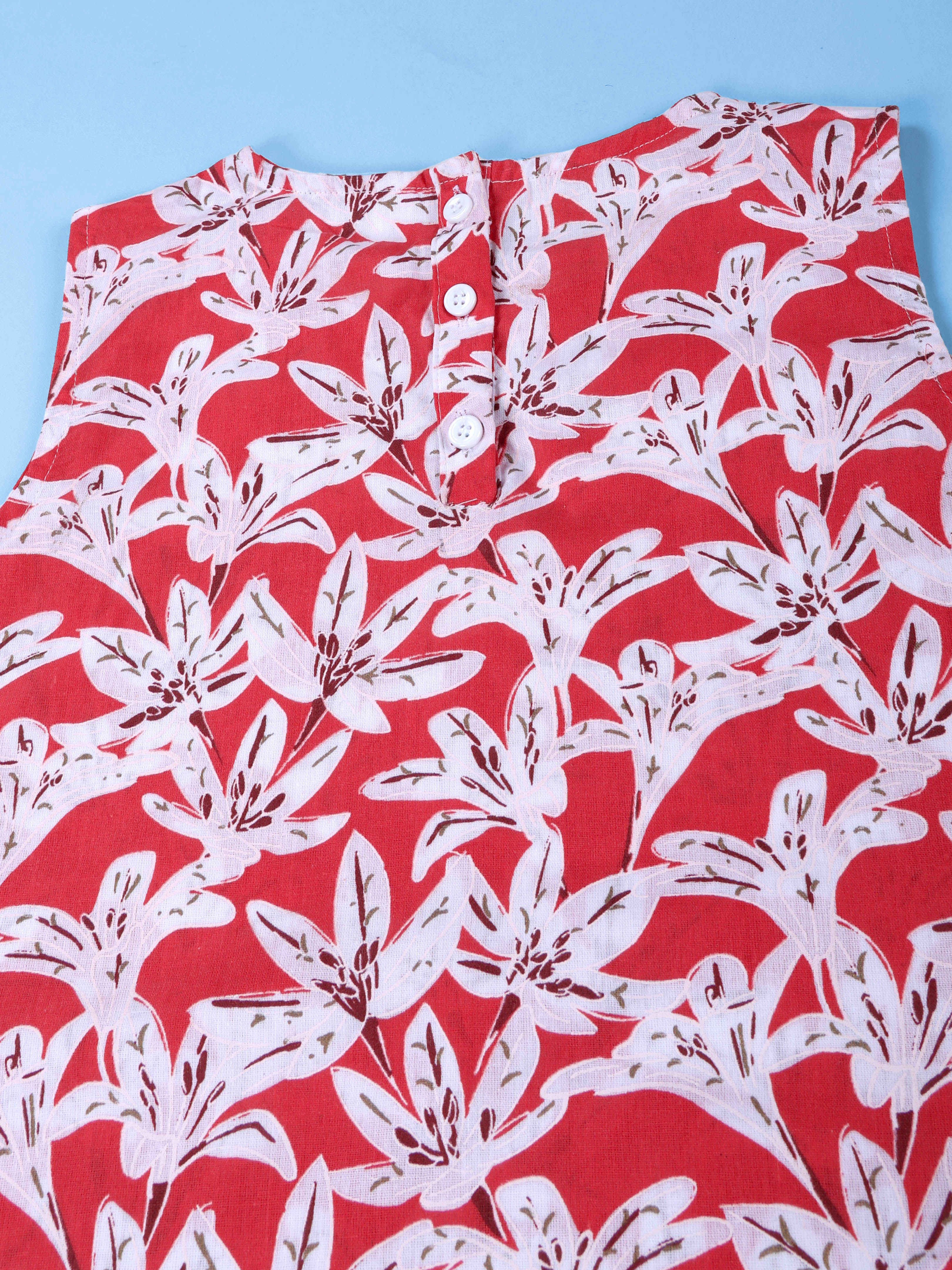 KiddoPanti Girls Cotton Woven Sleeveless Floral Printed Kurta with Matching Koti & Cotton Knit Solid Legging Set