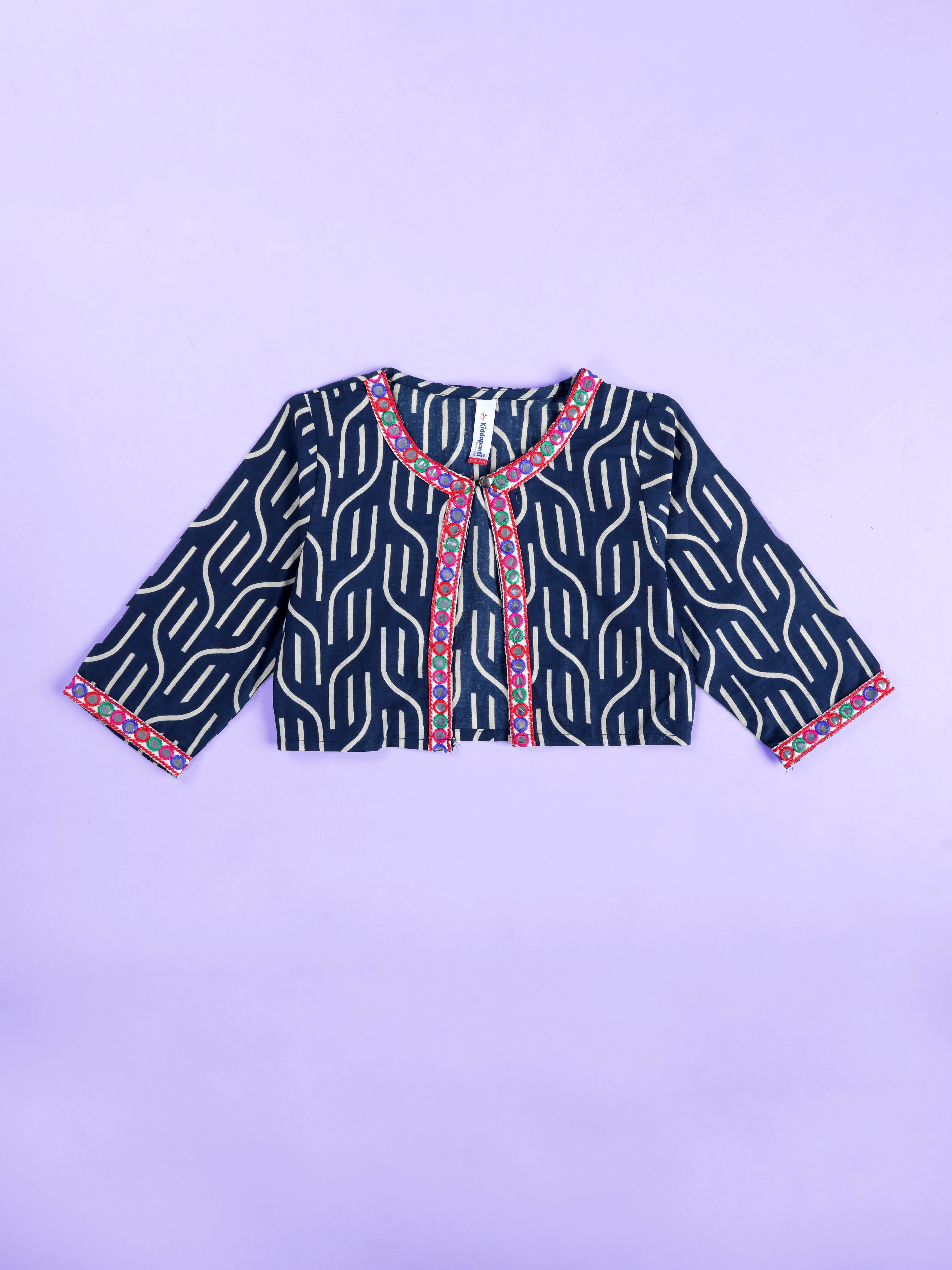 KiddoPanti Girls Cotton Woven Sleeveless Floral Printed Kurta with Matching Koti & Cotton Knit Solid Legging Set