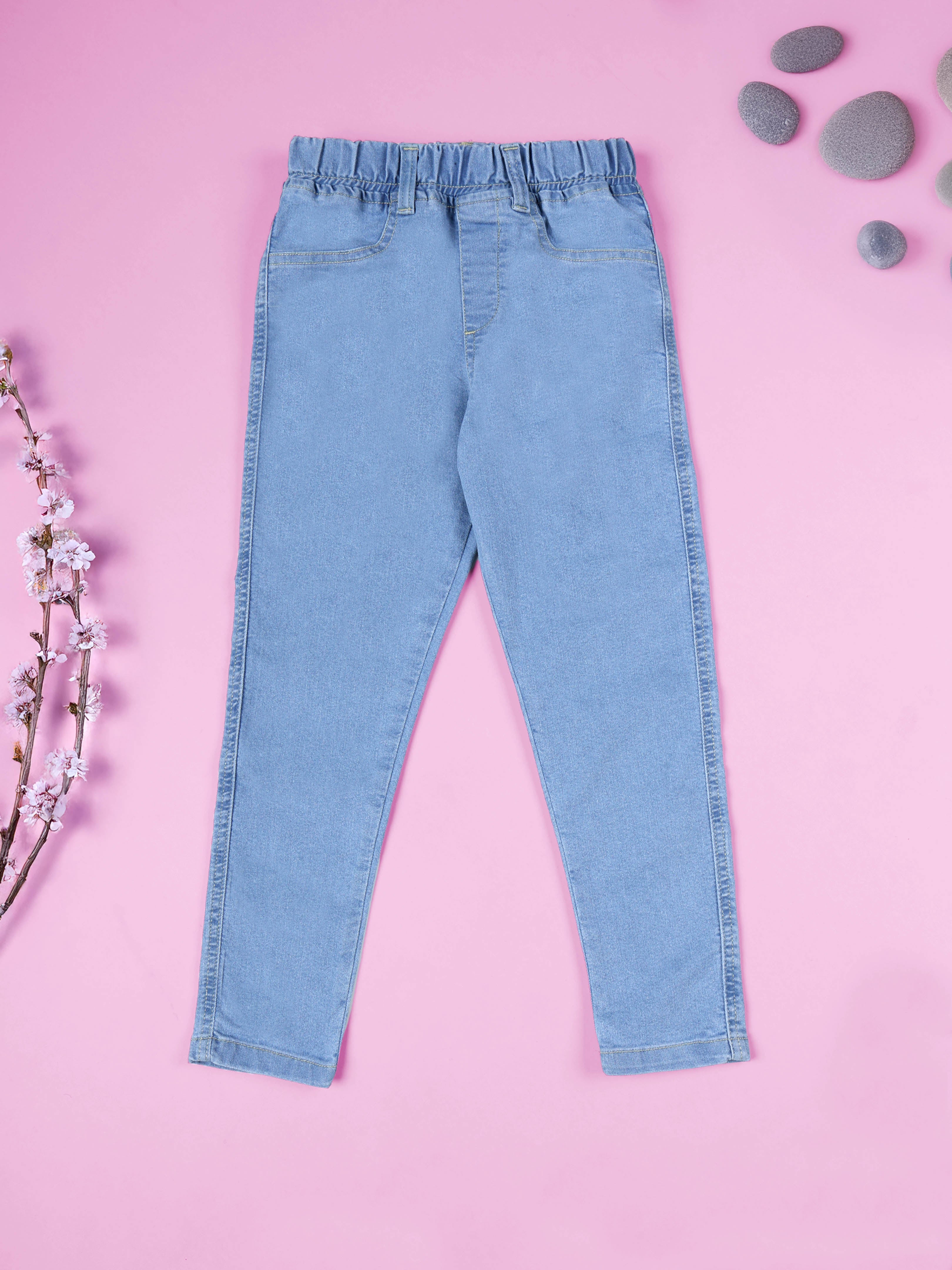 Girls Stretch Denim Jeggings with Belt Loops