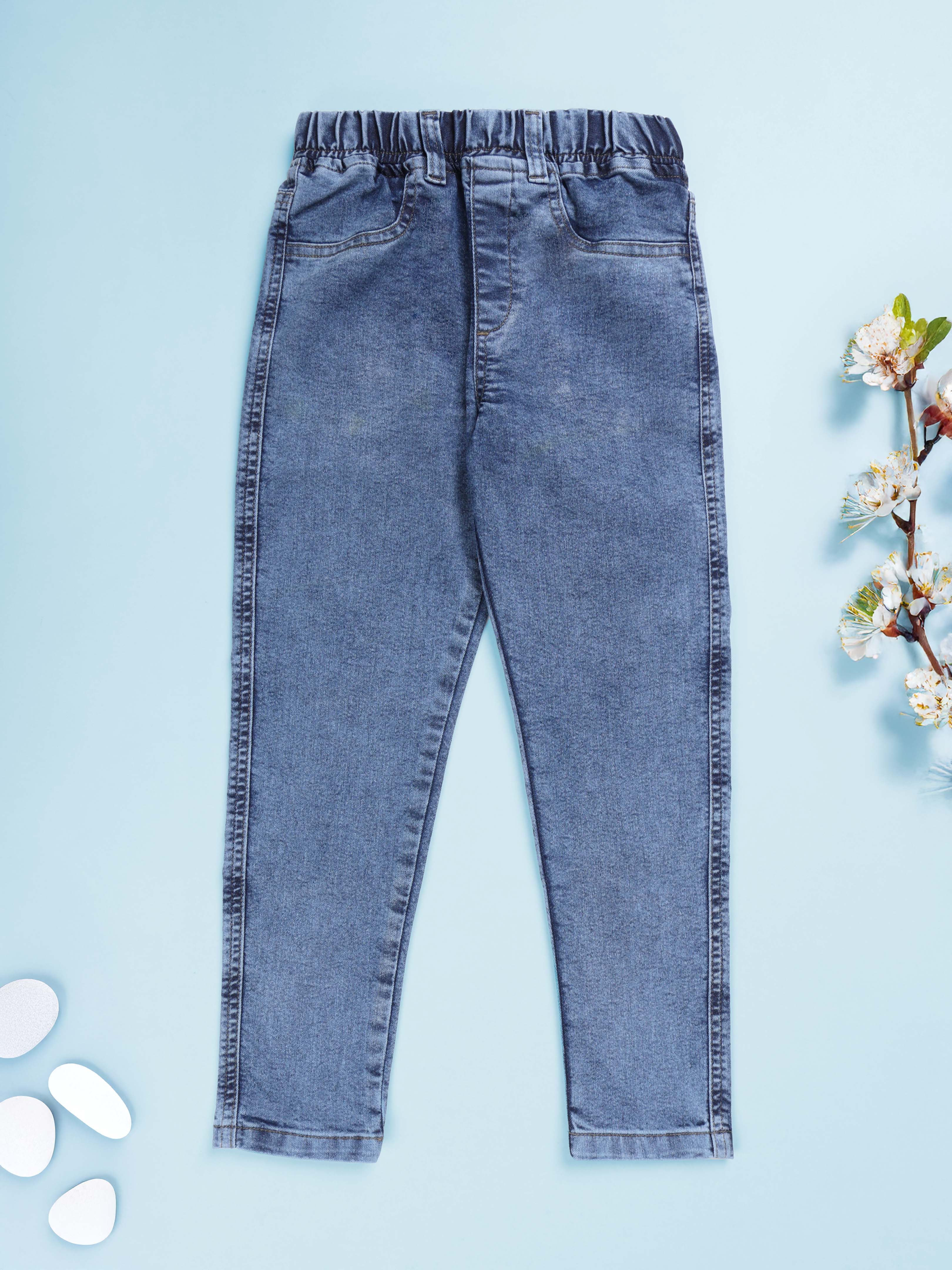 Girls Stretch Denim Jeggings with Belt Loops