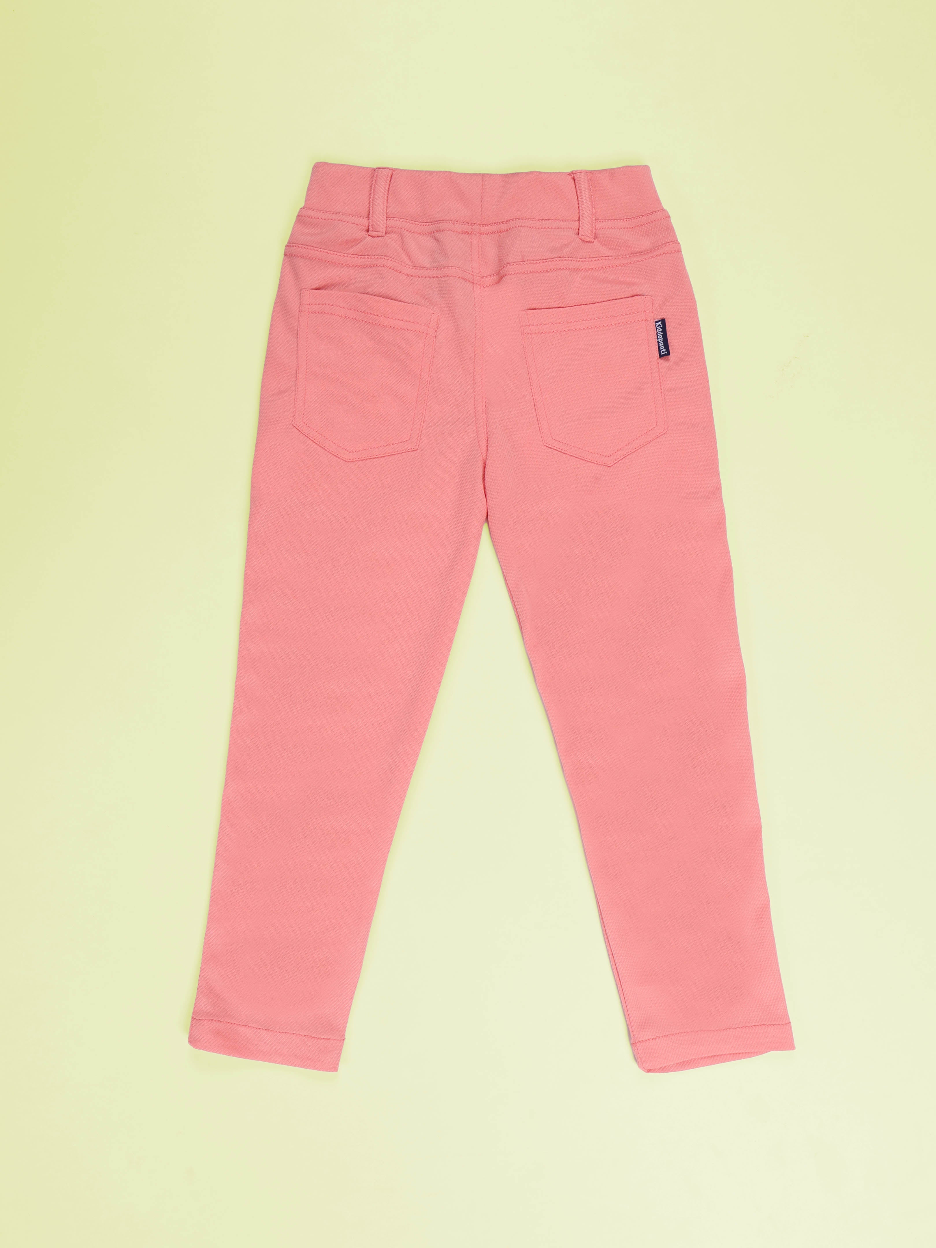 KiddoPanti Girls Solid Slim Fit Stretchable Twill Jeggings with Elastic Waist – Casual Wear