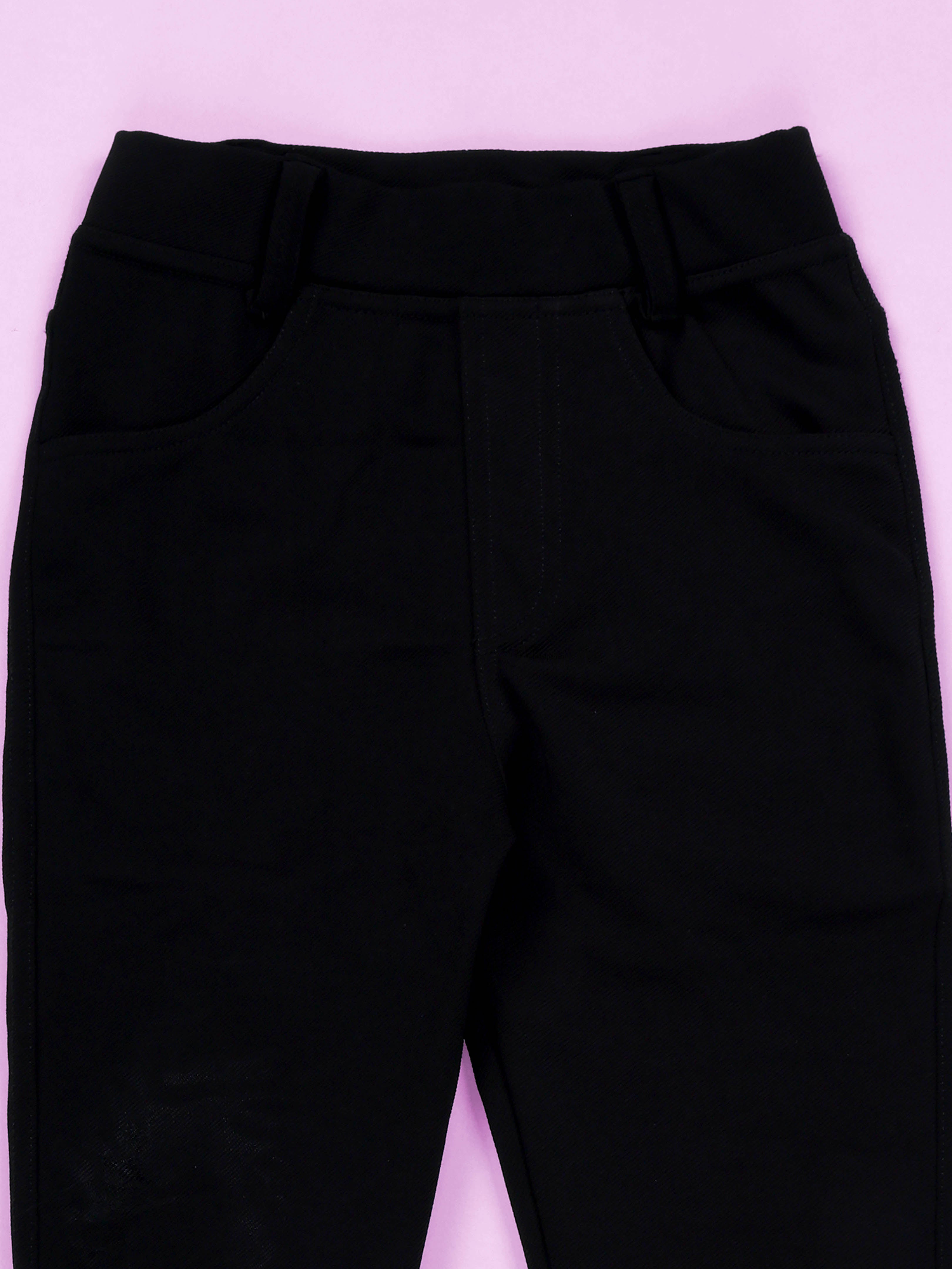 Kiddopanti Girls Polyester Woven Solid Jegging Pant