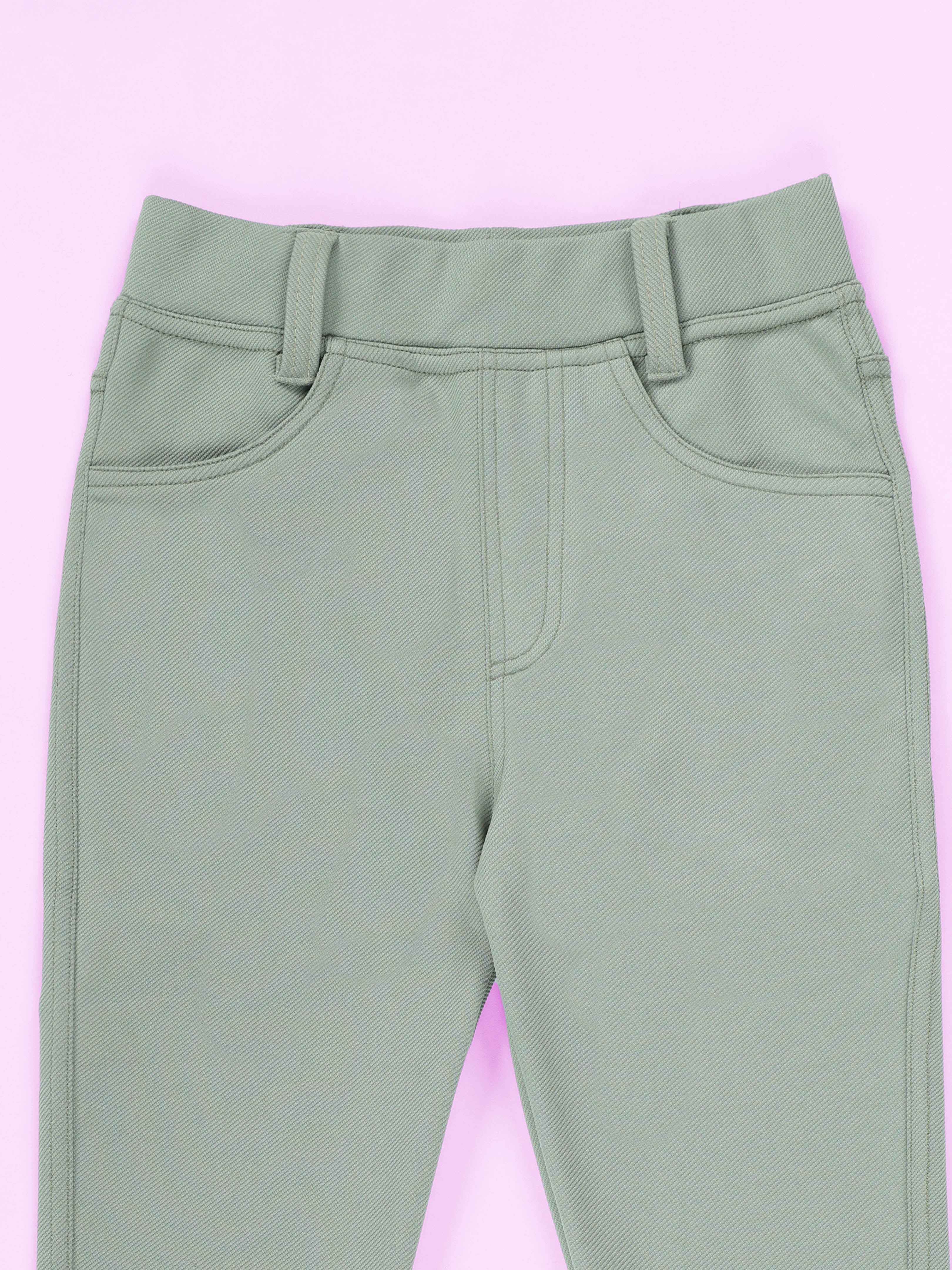 Kiddopanti Girls Polyester Woven Solid Jegging Pant