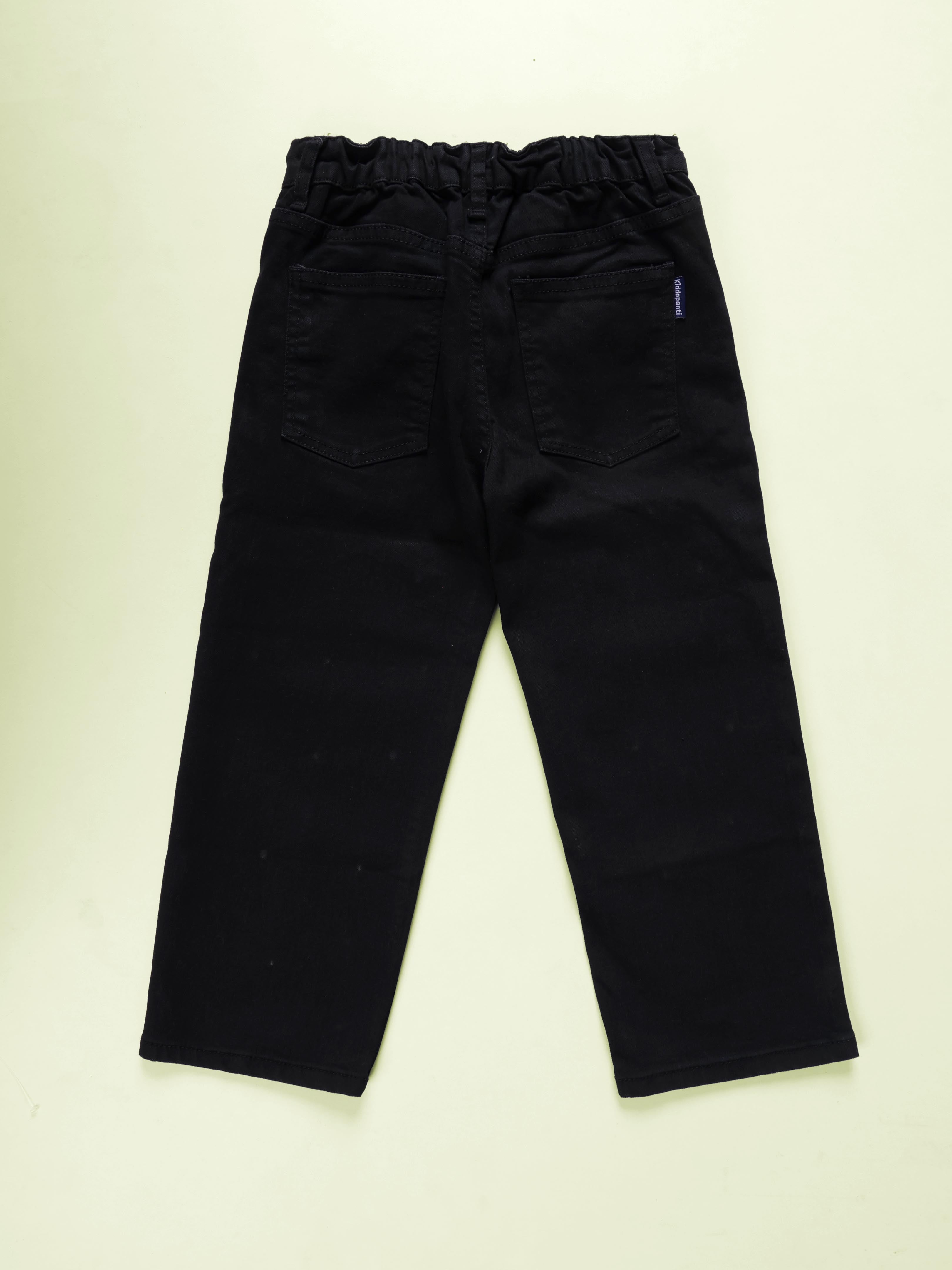 Kiddopanti Girls Straight Fit Denim Jeans With Rhinestones