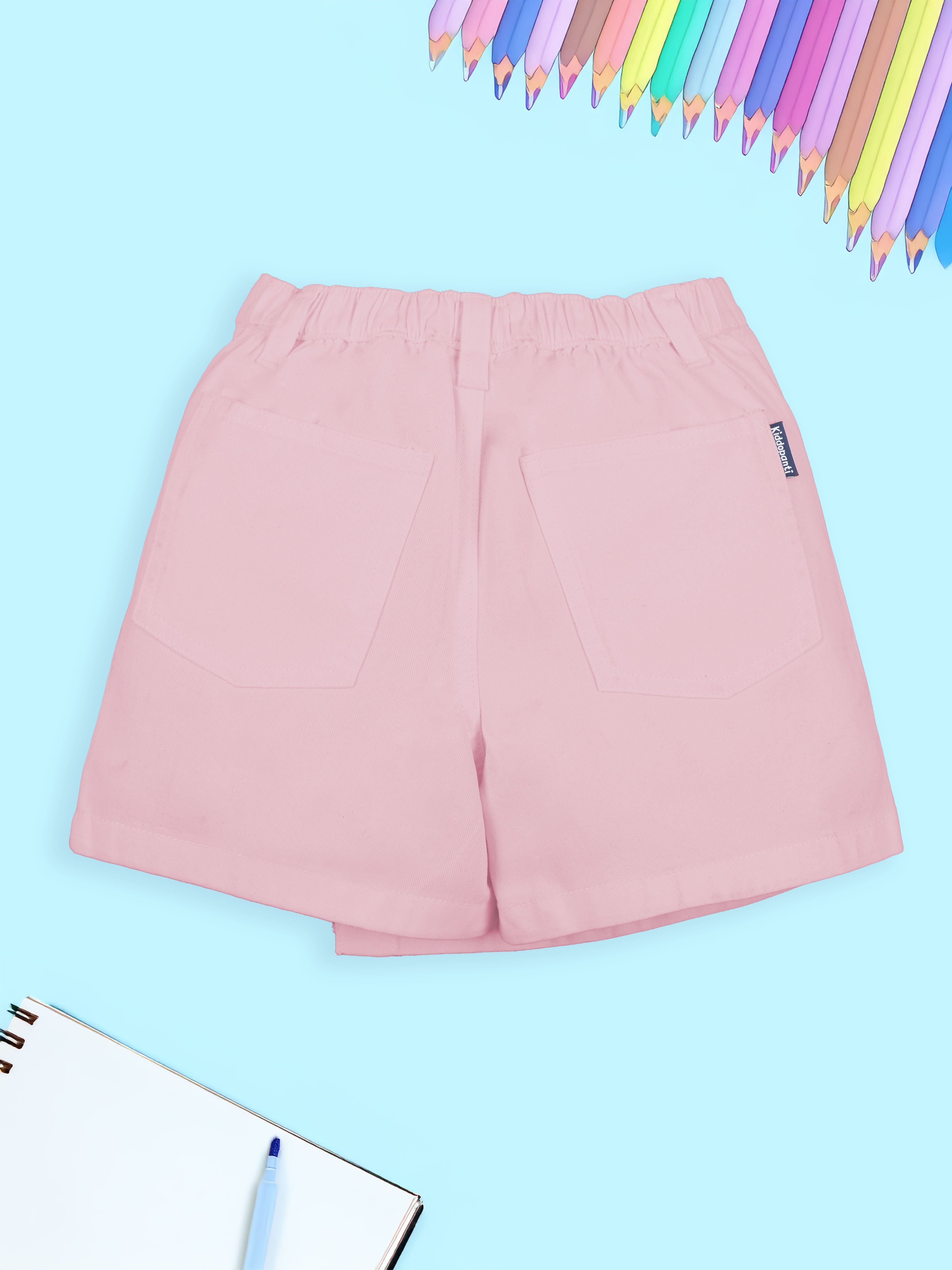 Girls Cotton Woven Solid Over Lap Skort