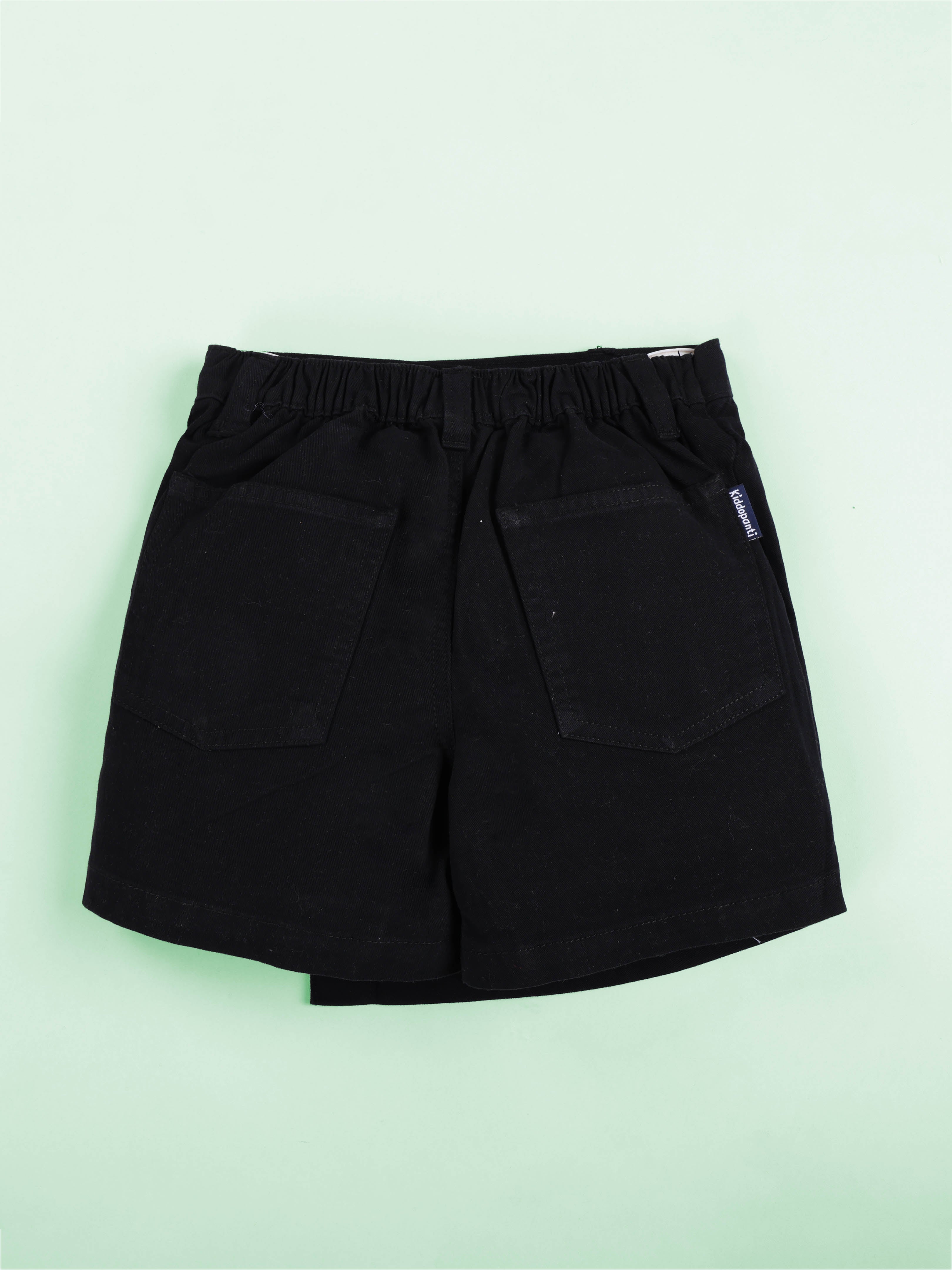 KiddoPanti Girls Cotton Over Lap Skort With Flowers and Pearls With Multi Badge