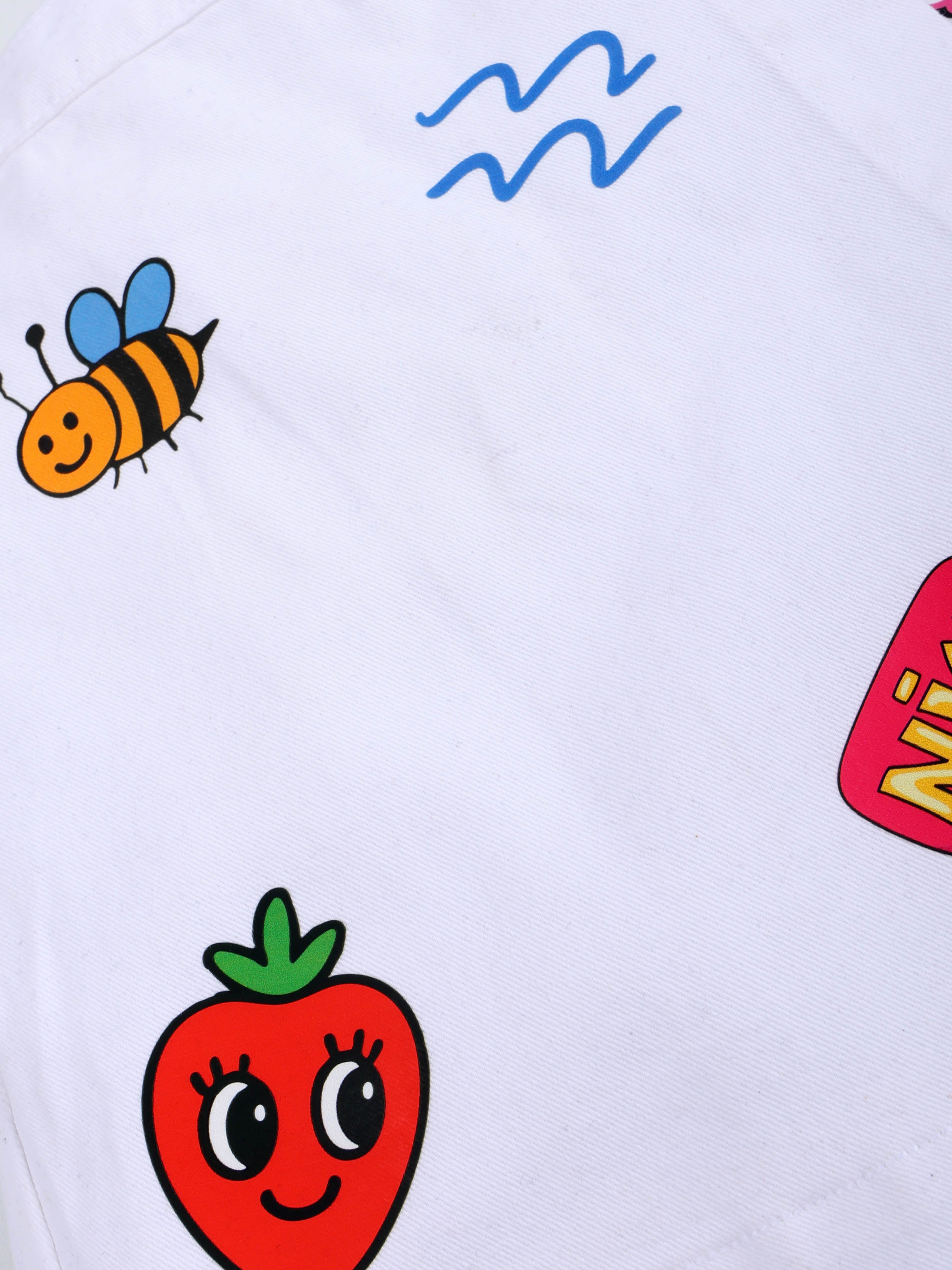 KiddoPanti Girls Cotton Over Lap Skort With Flowers and Pearls With Multi Badge