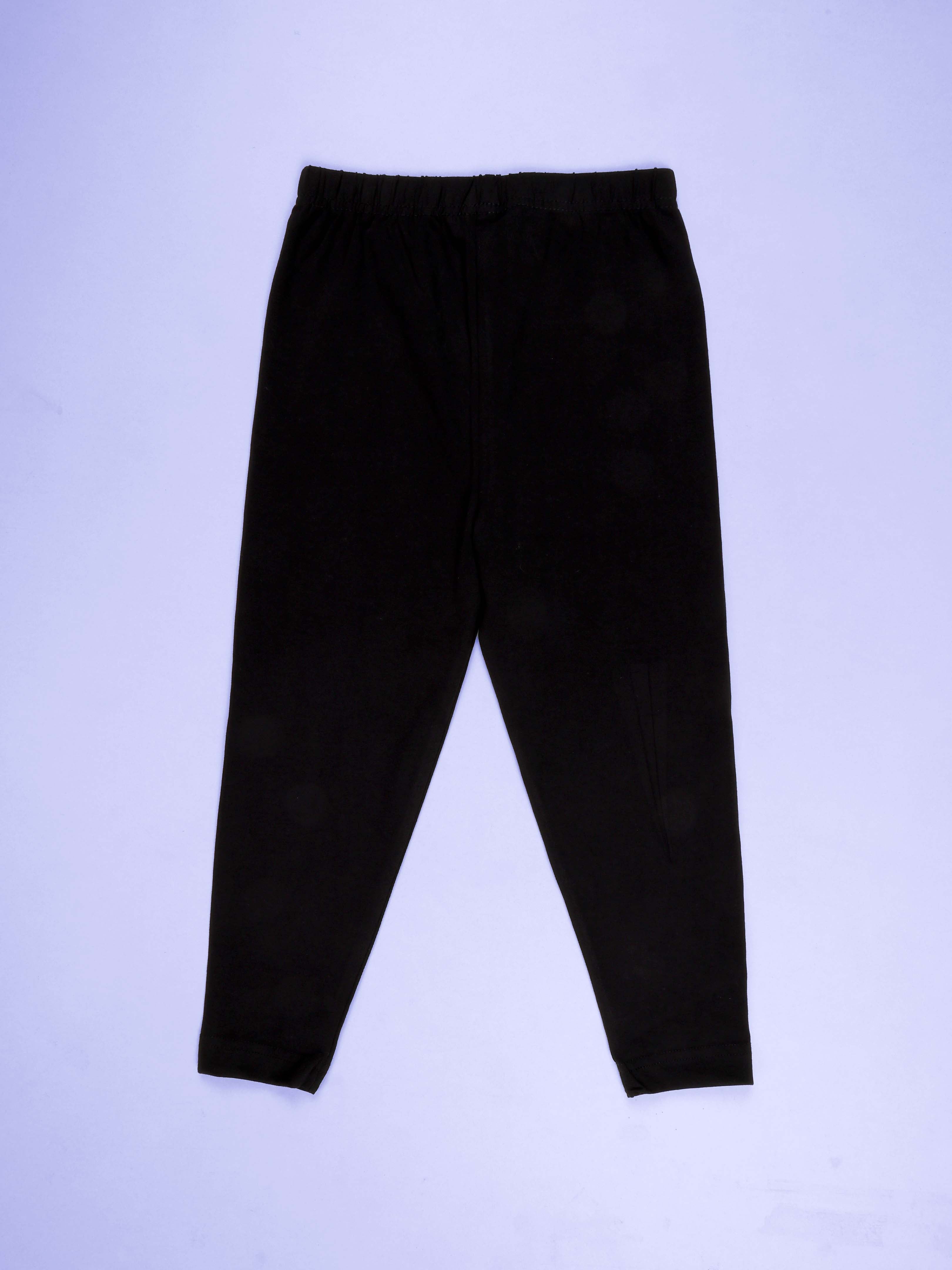 Girls Cotton Spandex Solid Stones and Badges Legging