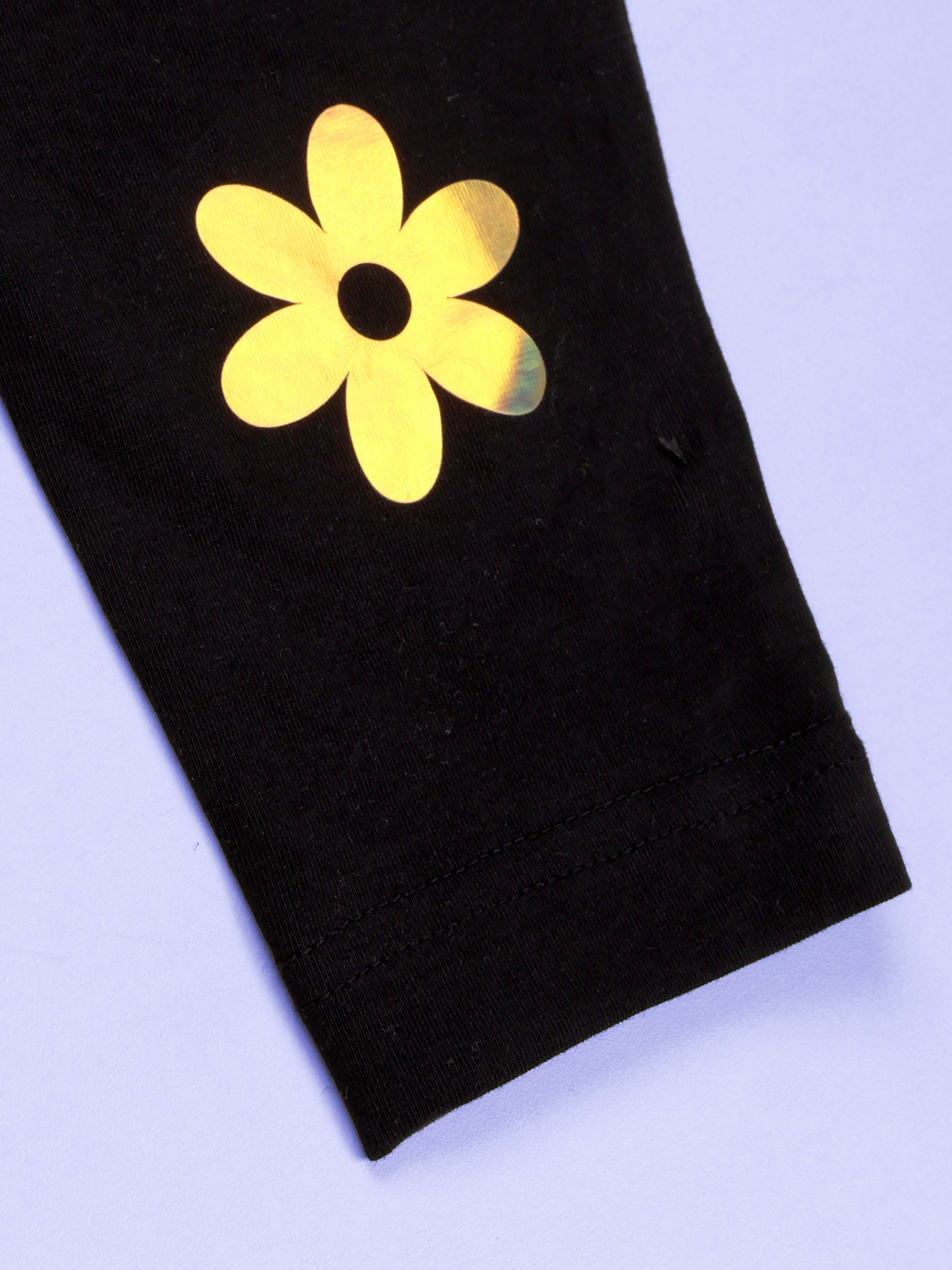 Girls Cotton Spandex Solid Stones and Badges Legging