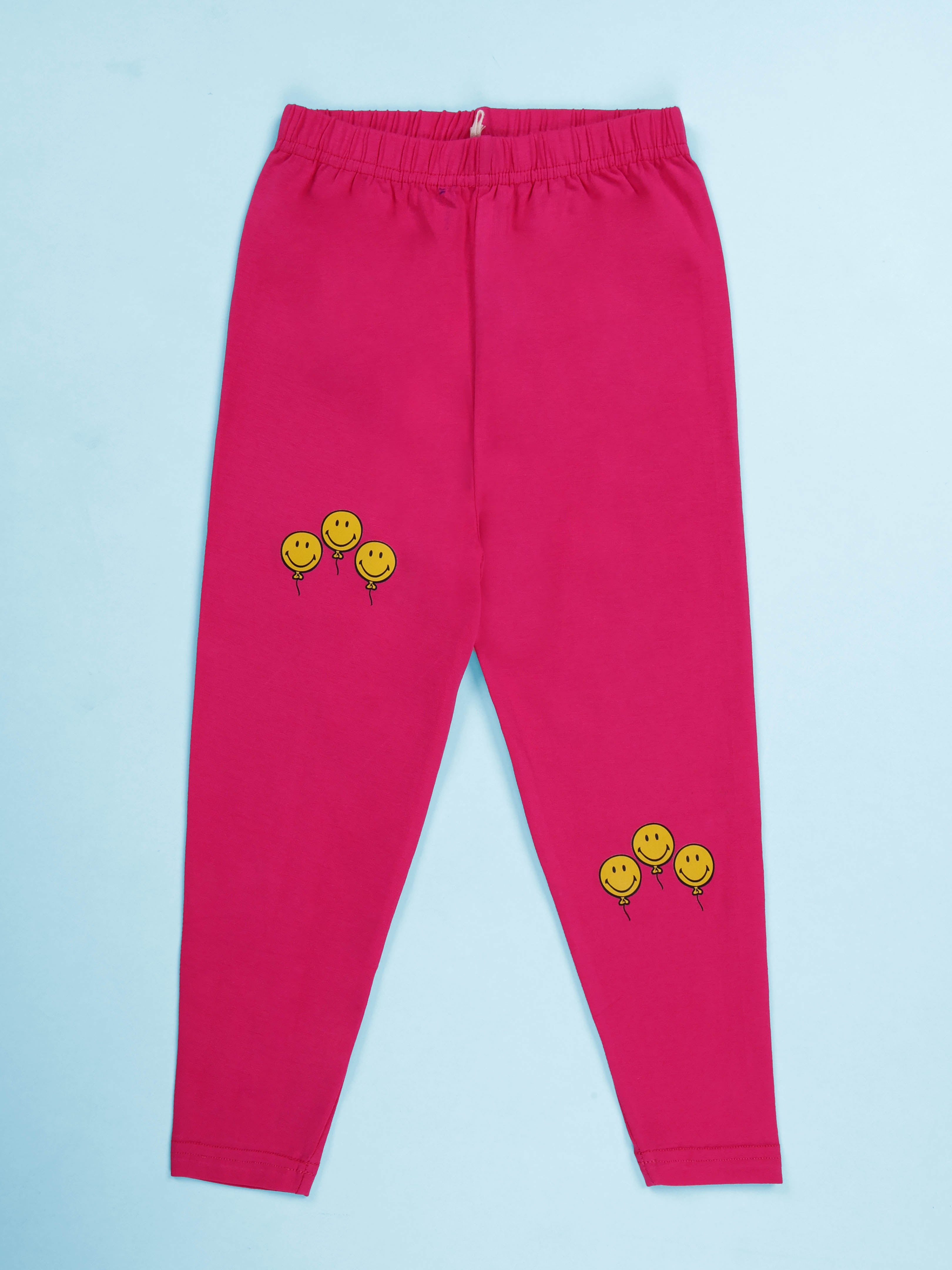 Kiddopanti Girls Cotton Spandex Self Design Solid Legging