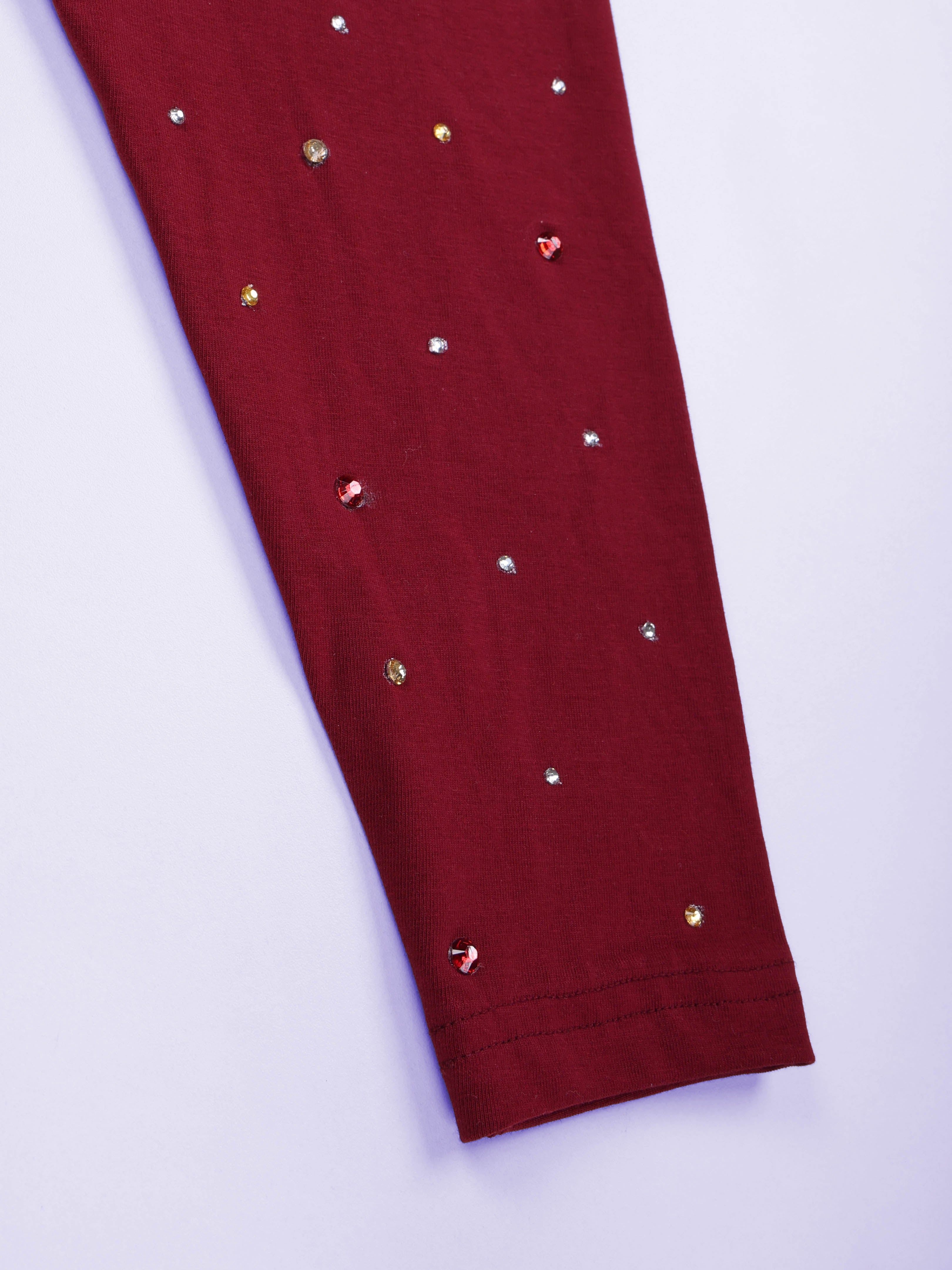 Kiddopanti Girls Cotton Spandex Self Design Solid Legging