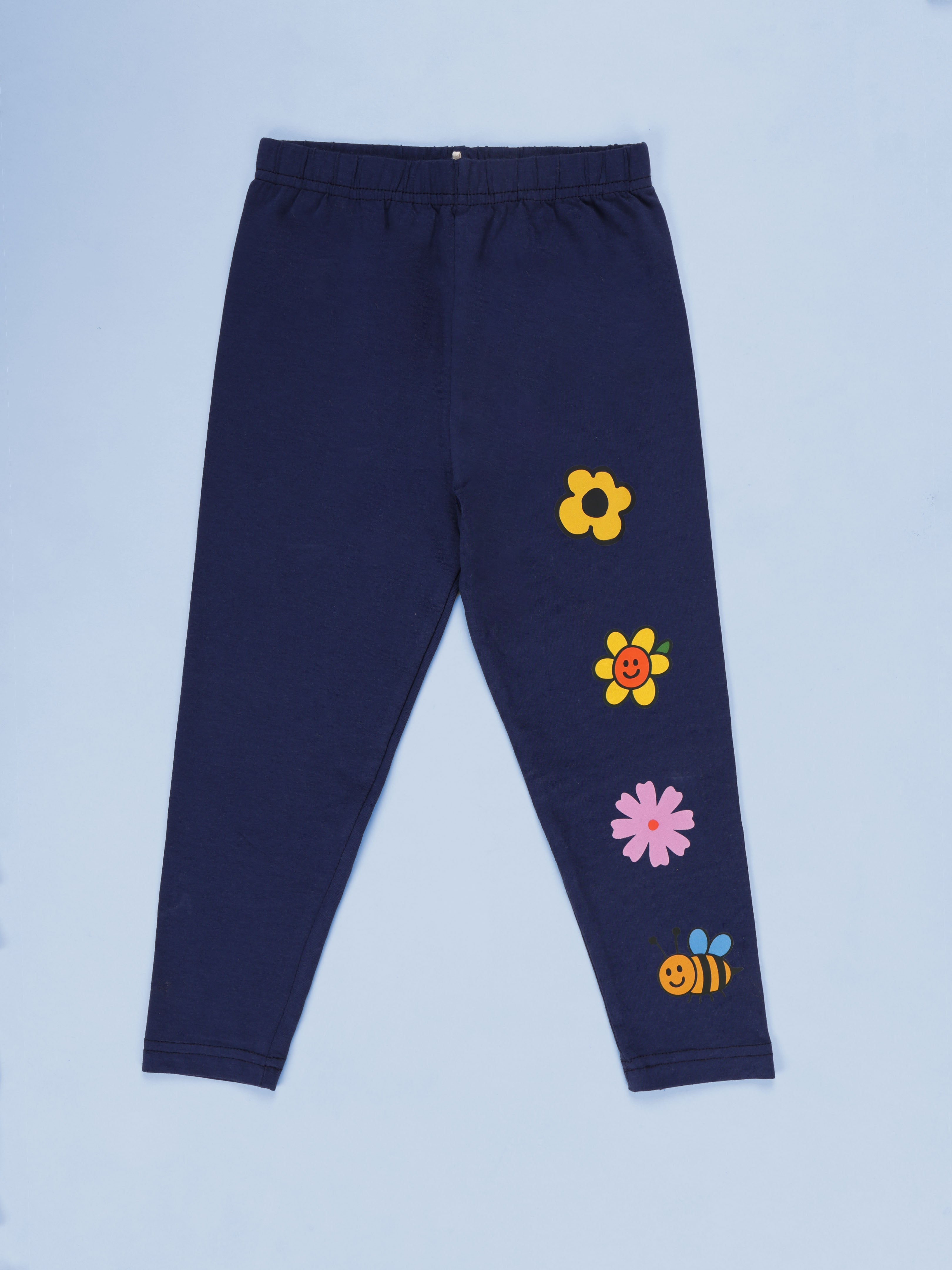 KiddoPanti Girls Flower Printed Ankle Length Legging