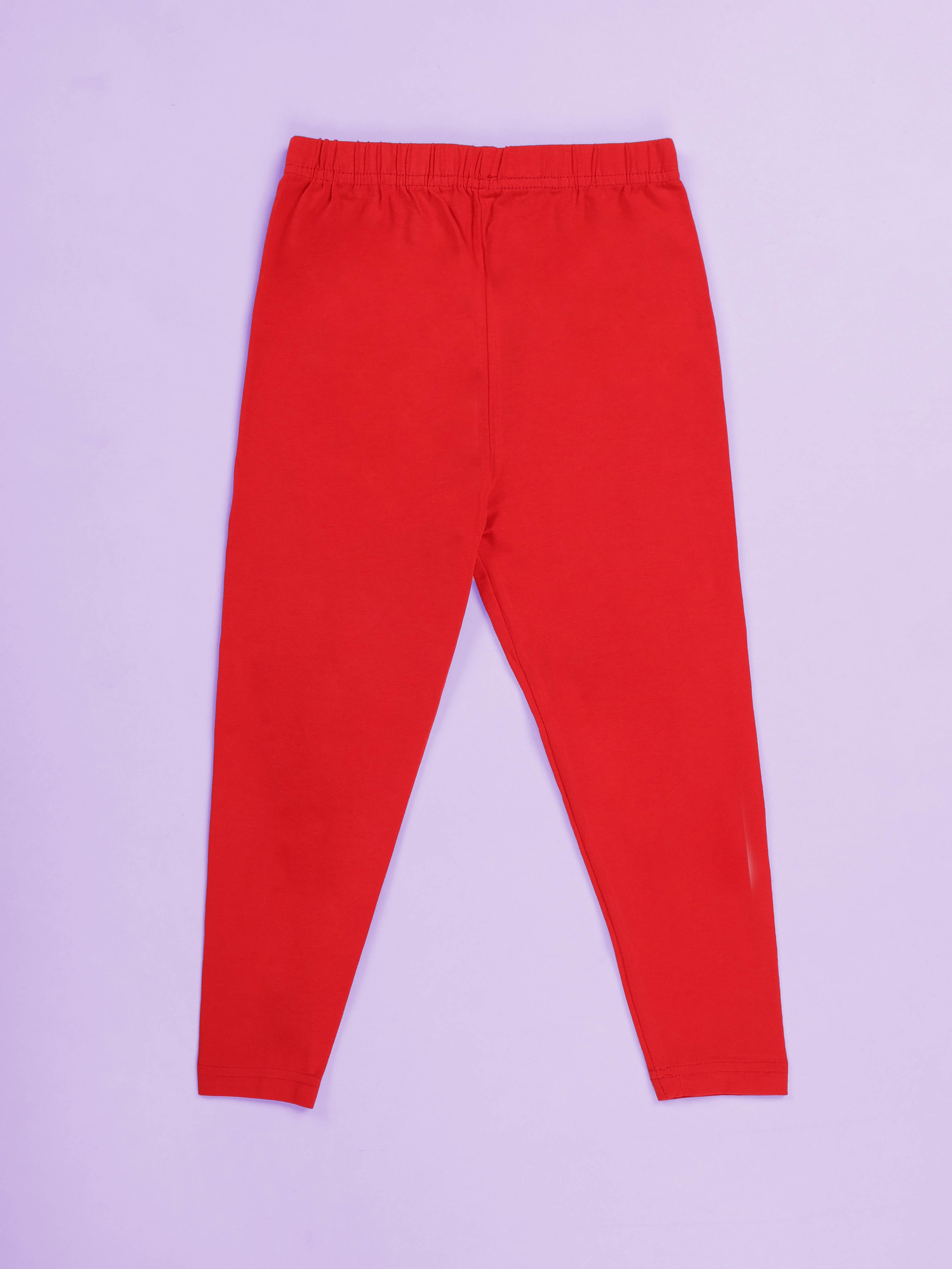 Kiddopanti Girls Cotton Spandex Self Design Solid Legging