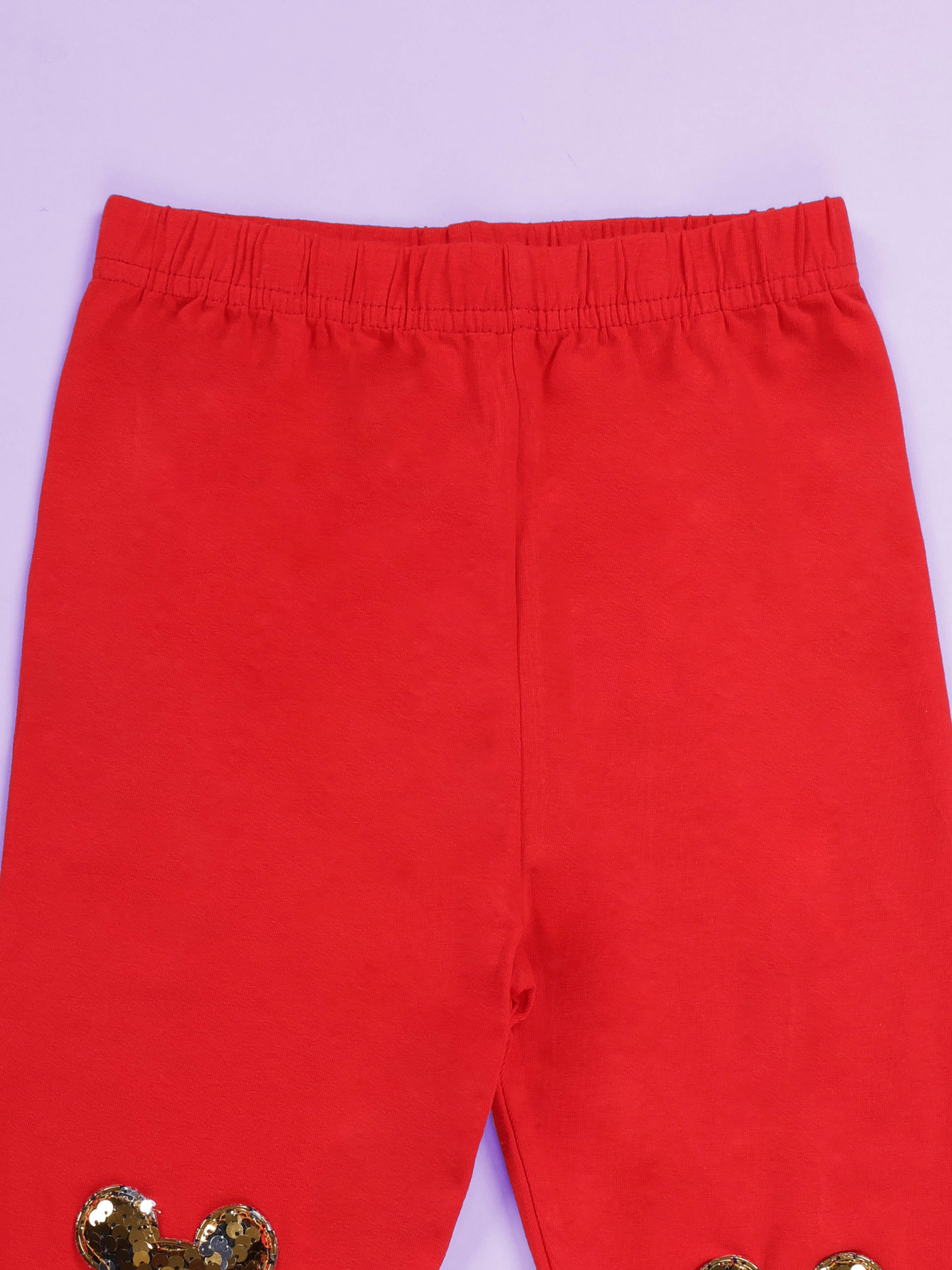 Kiddopanti Girls Cotton Spandex Self Design Solid Legging