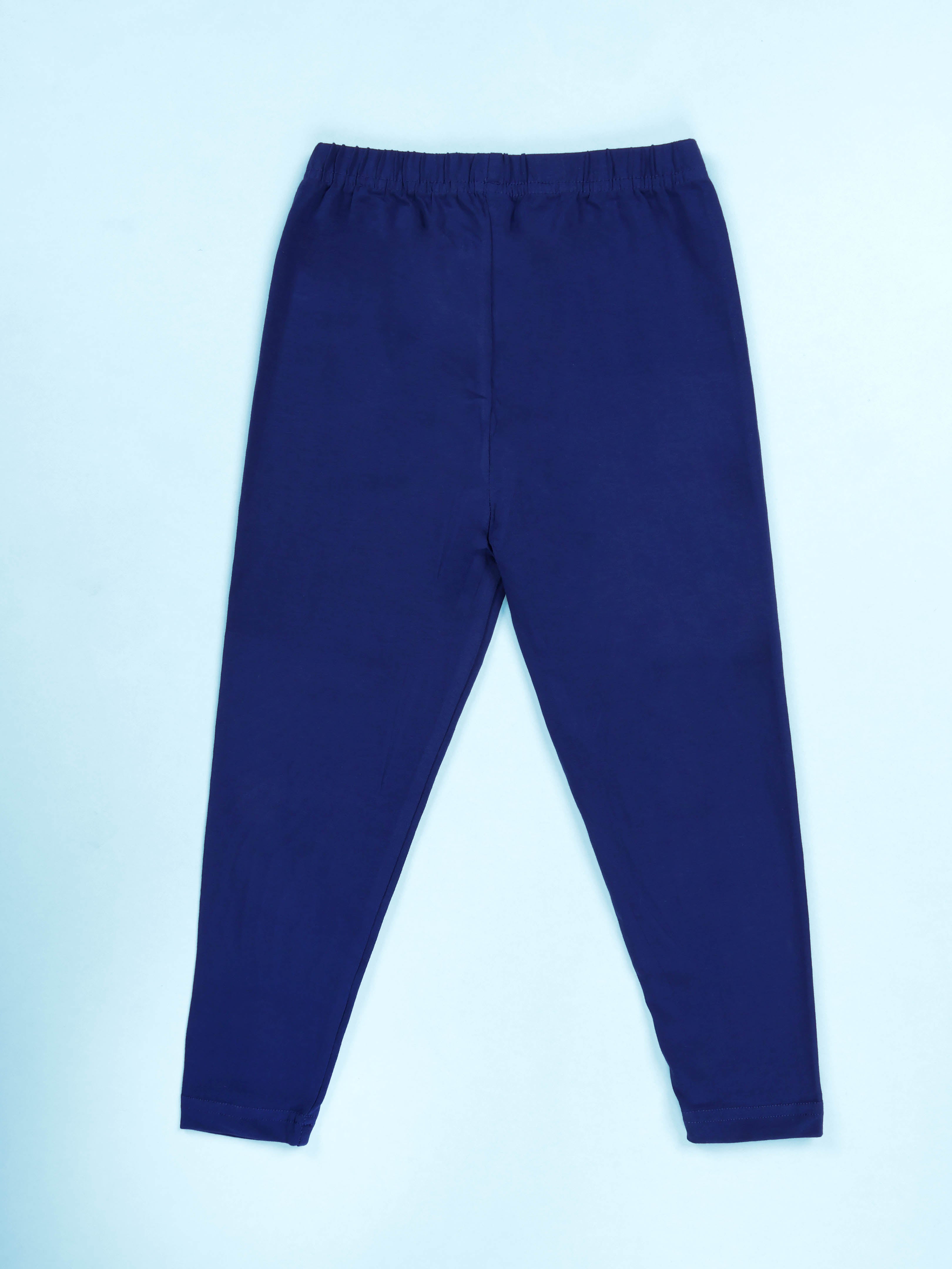 Kiddopanti Girls Cotton Spandex Self Design Solid Legging