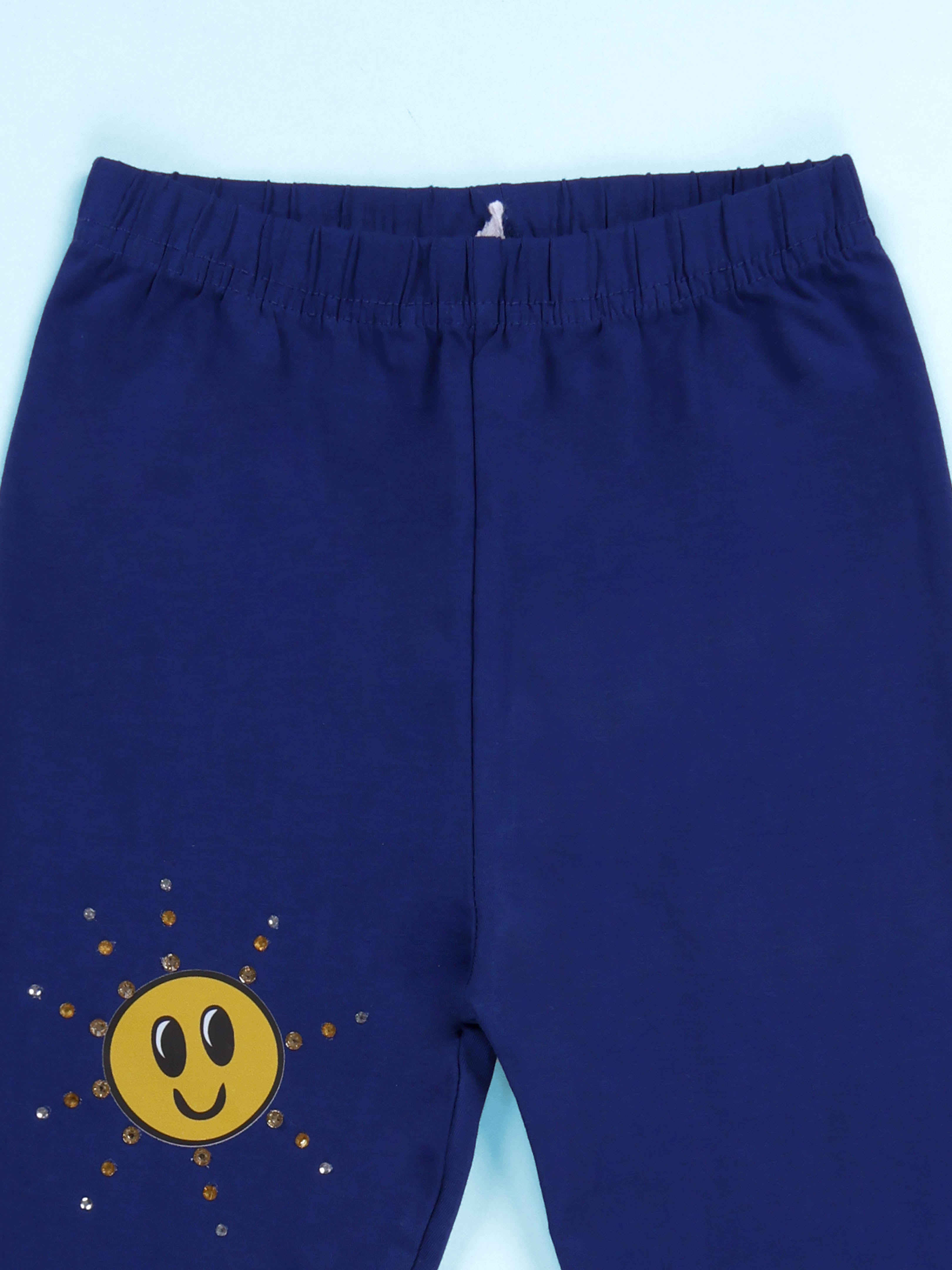 Kiddopanti Girls Cotton Spandex Self Design Solid Legging