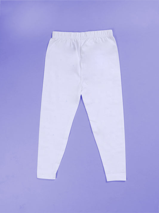 Girls Cotton Spandex Solid Legging With Rhinestones