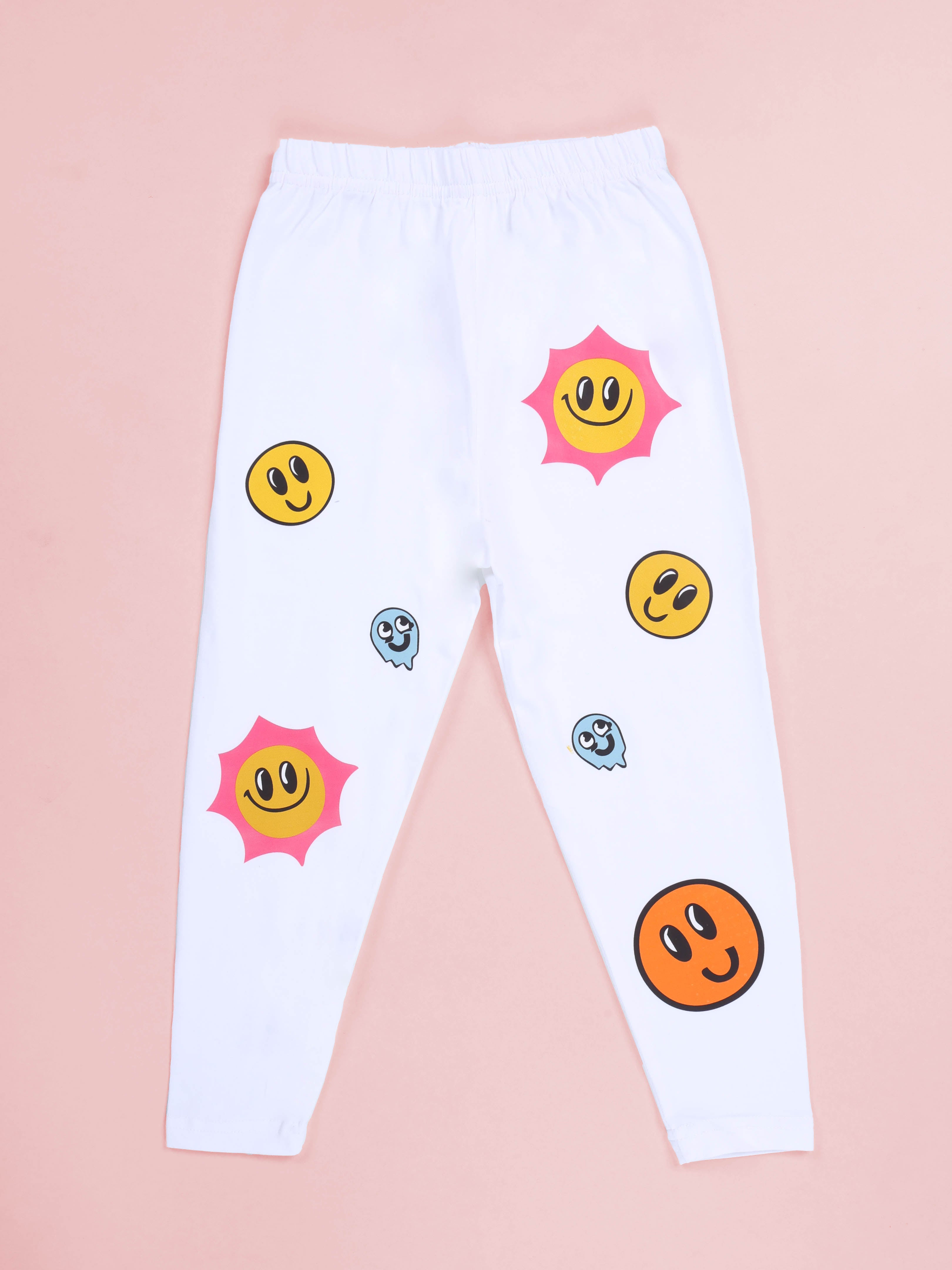 Kiddopanti Girls Cotton Spandex Self Design Solid Legging