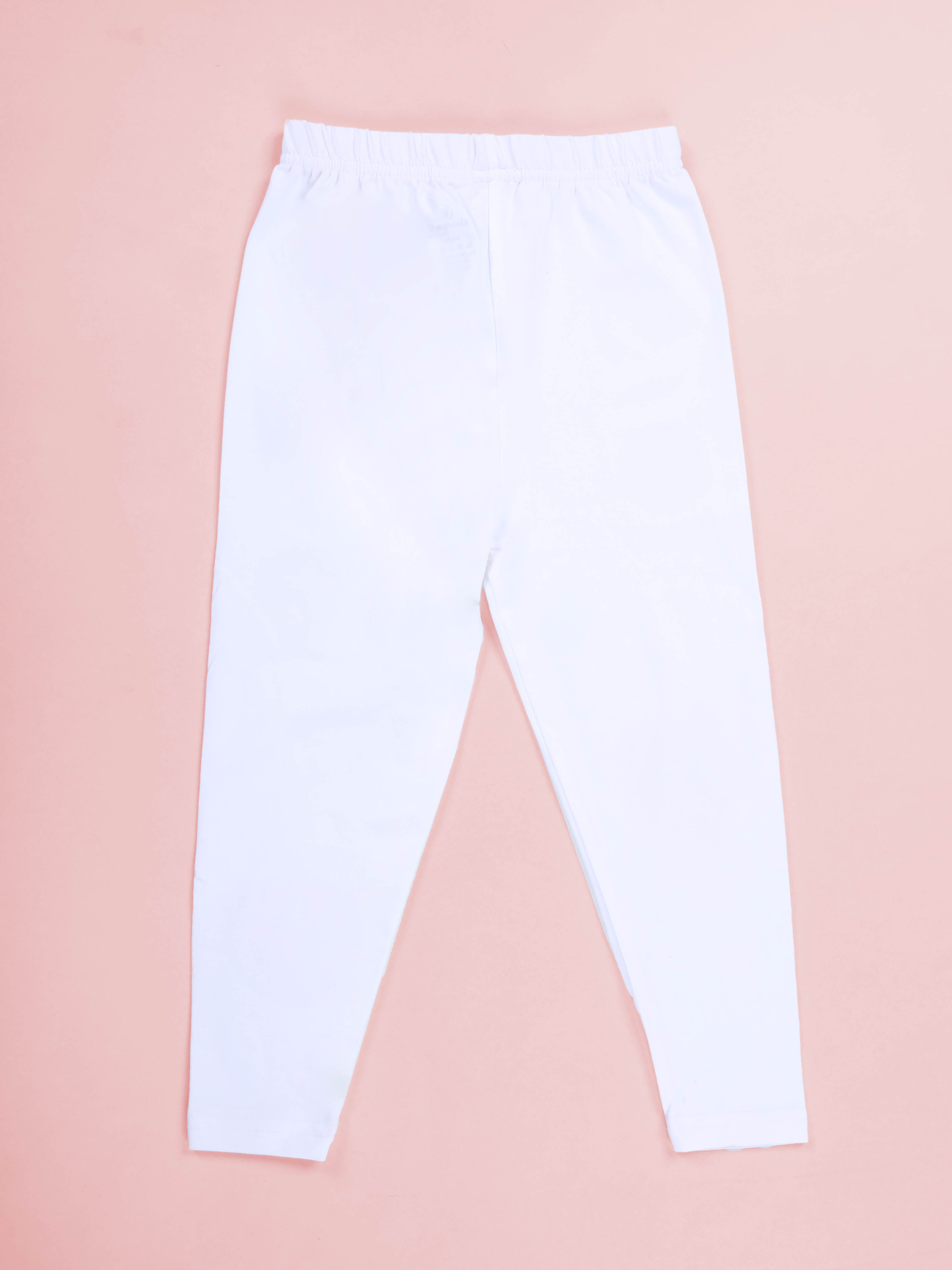 Kiddopanti Girls Cotton Spandex Self Design Solid Legging
