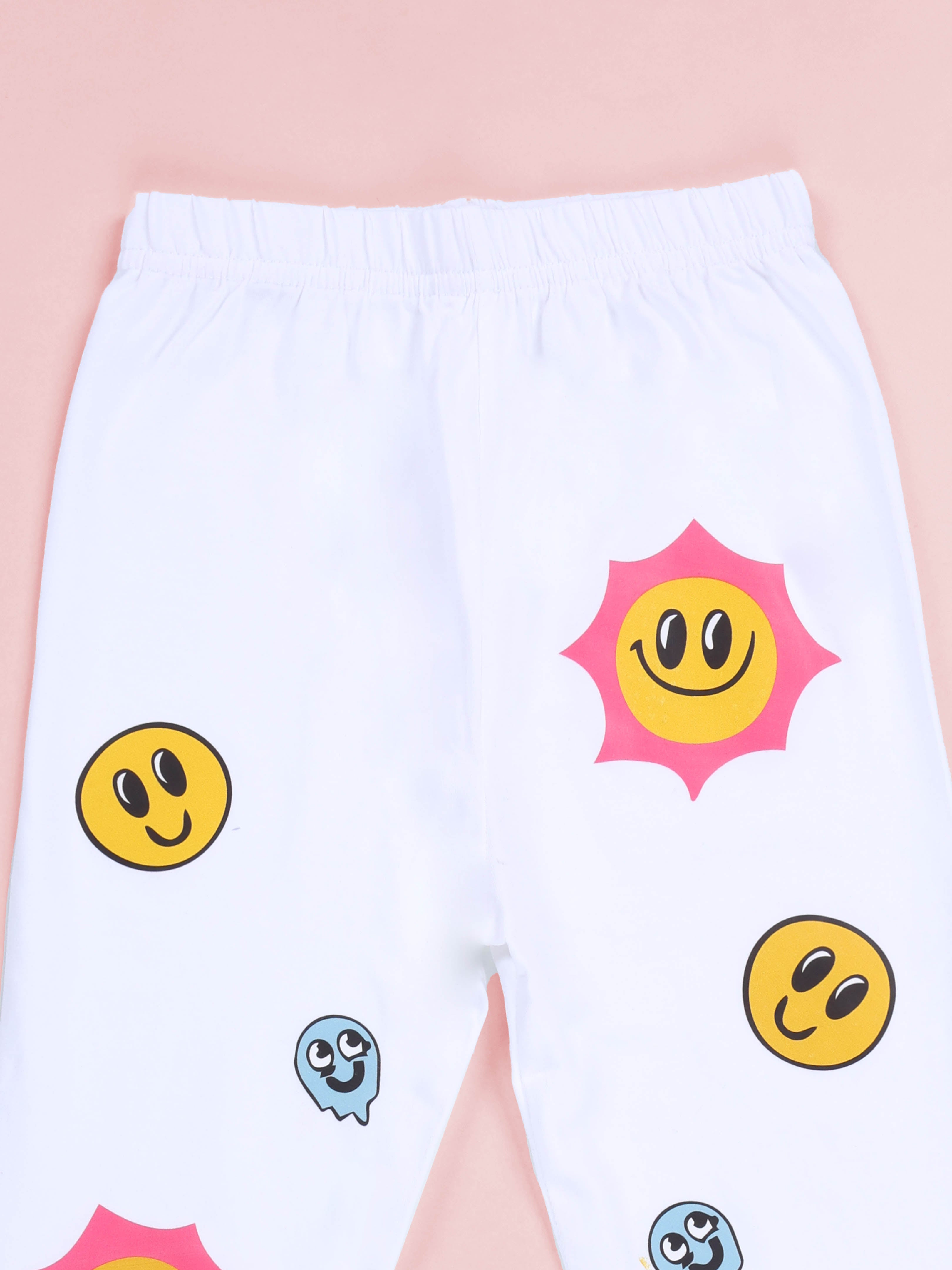 Kiddopanti Girls Cotton Spandex Self Design Solid Legging