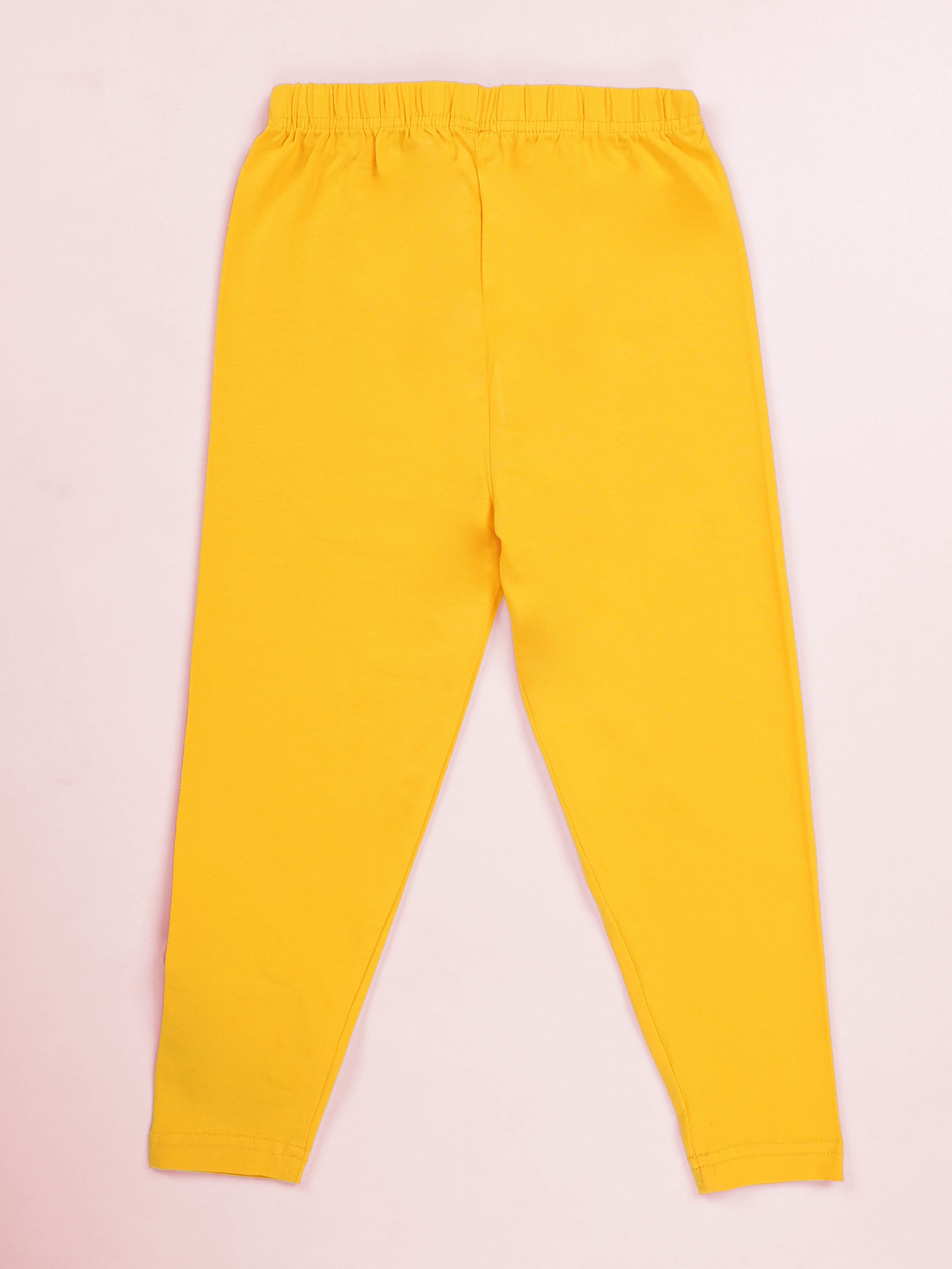 Kiddopanti Girls Cotton Spandex Self Design Solid Legging